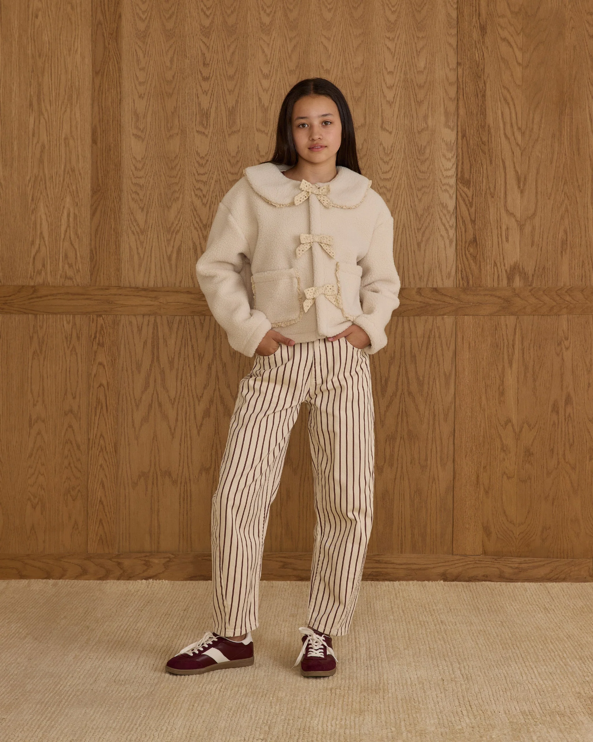 Shearling Collared Coat || Natural Teen - Image 5