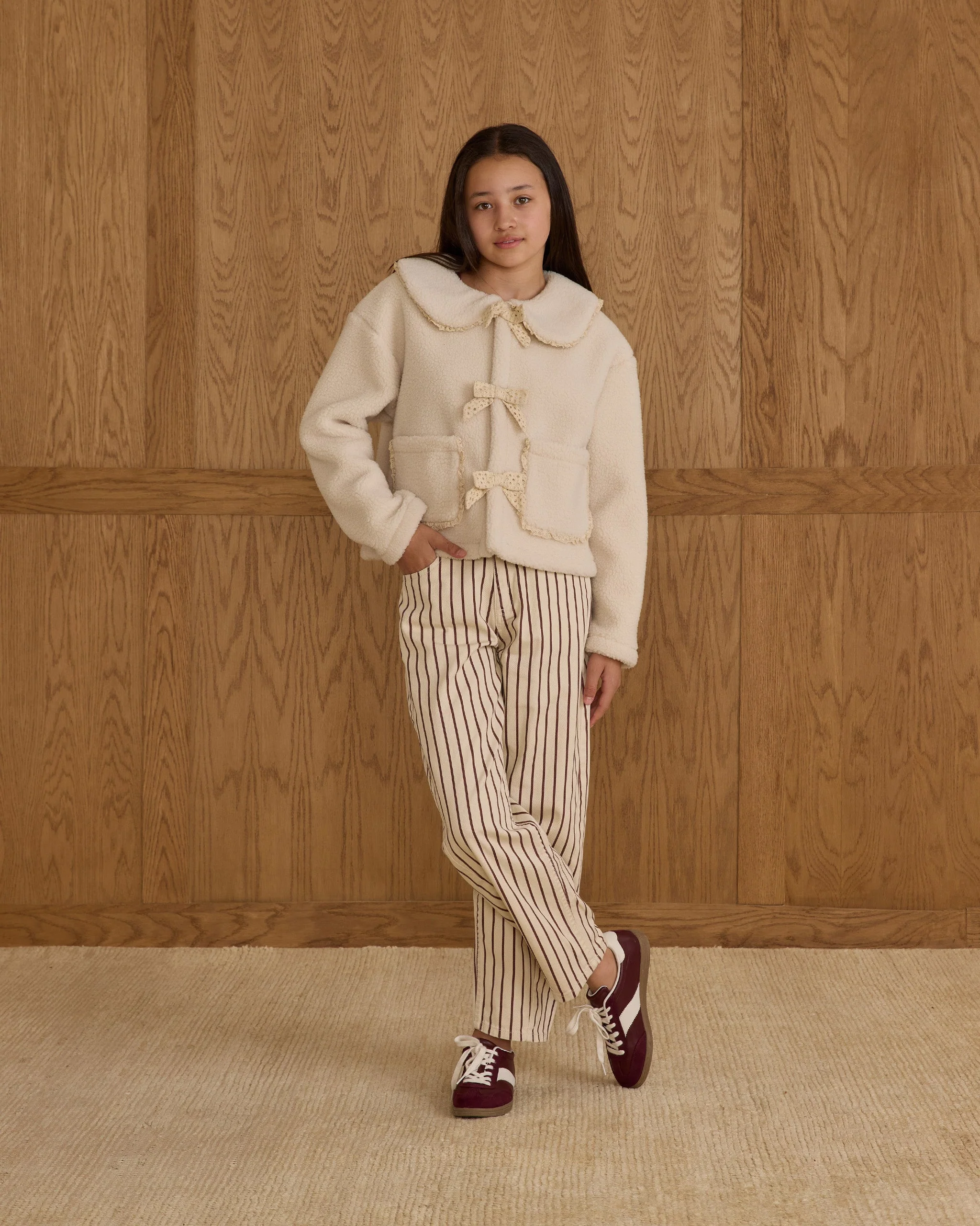 Shearling Collared Coat || Natural Teen - Image 6