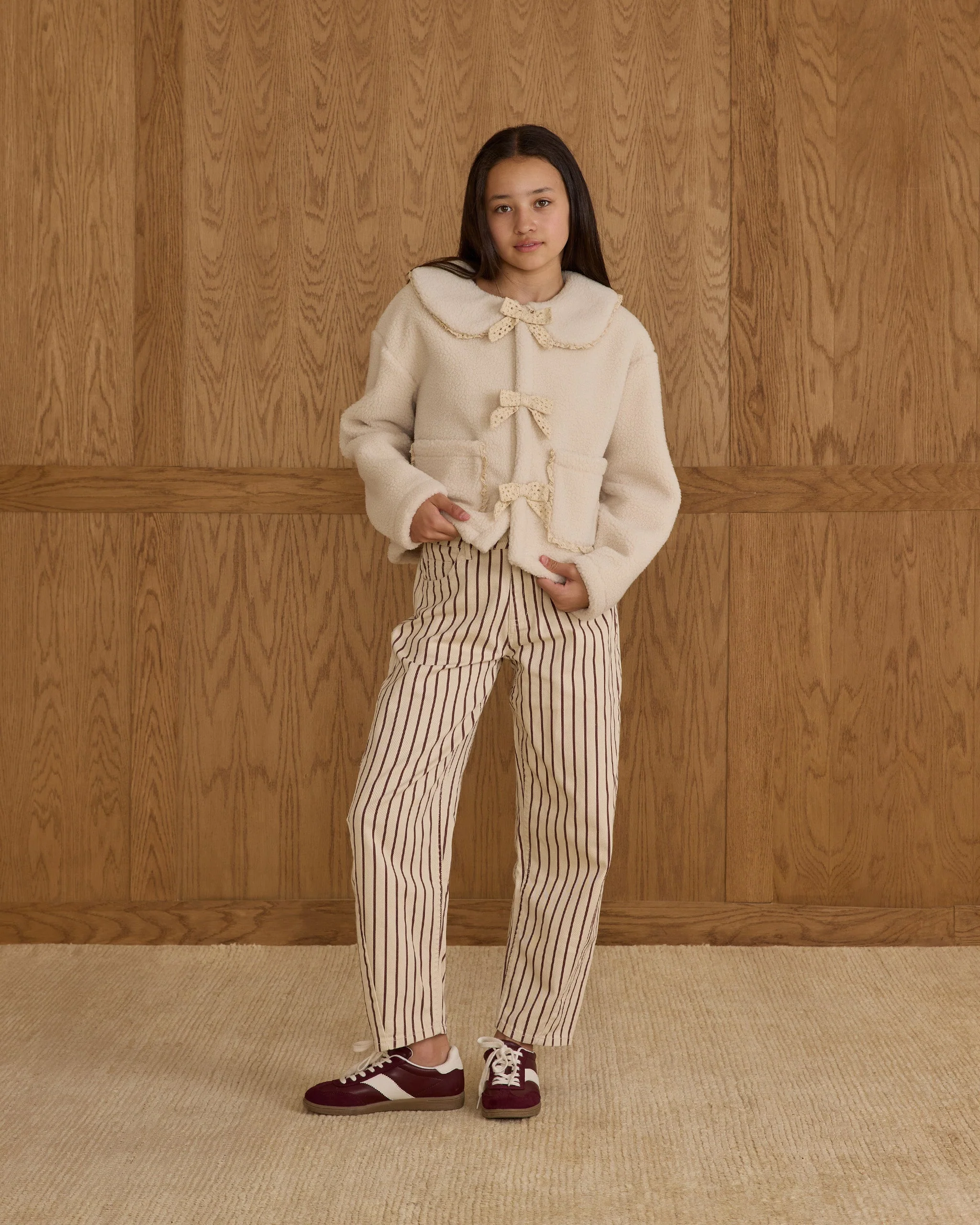 Shearling Collared Coat || Natural Teen - Image 7