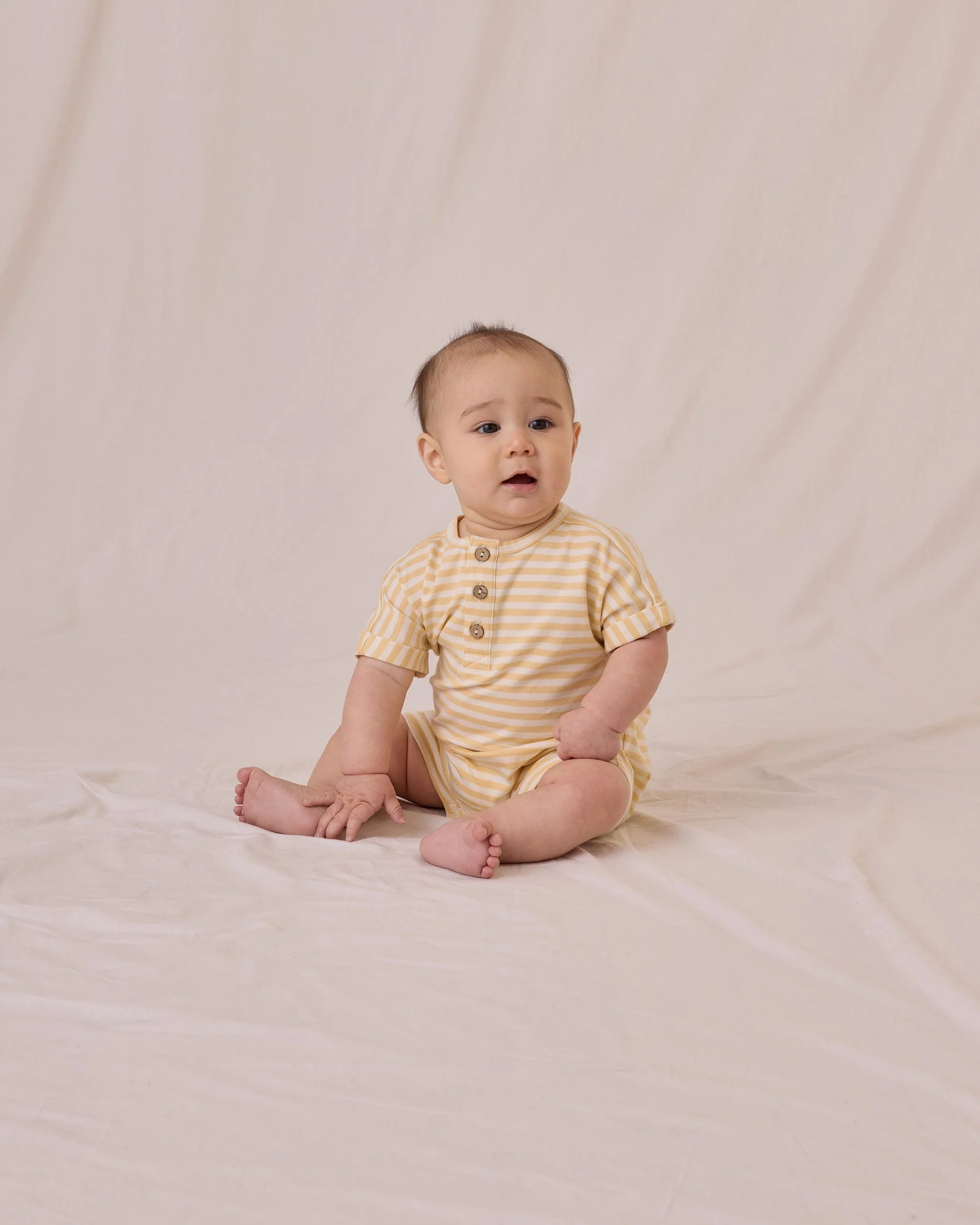 -Short Sleeve One-Piece || Yellow Stripe- - Image 2