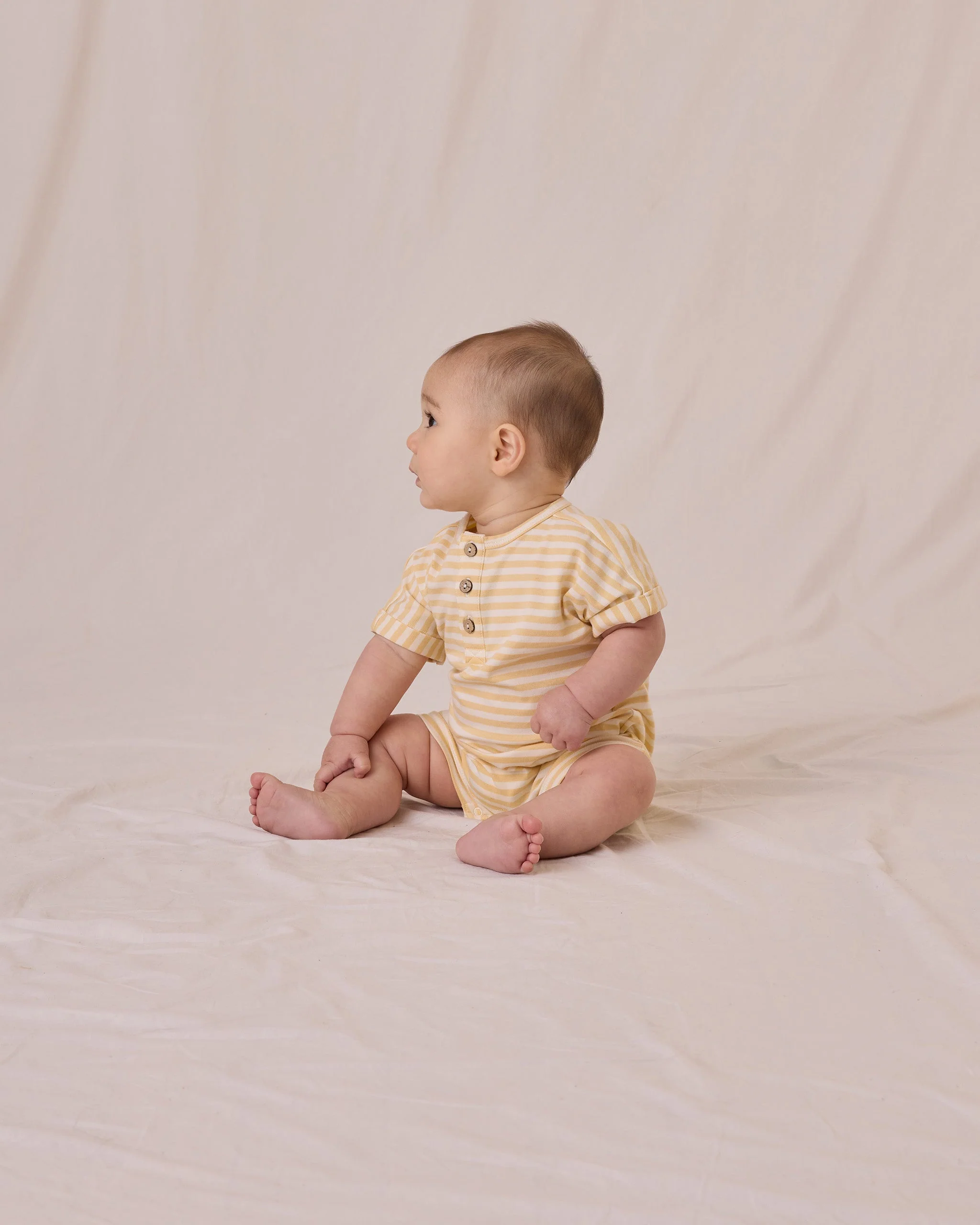 -Short Sleeve One-Piece || Yellow Stripe- - Image 3
