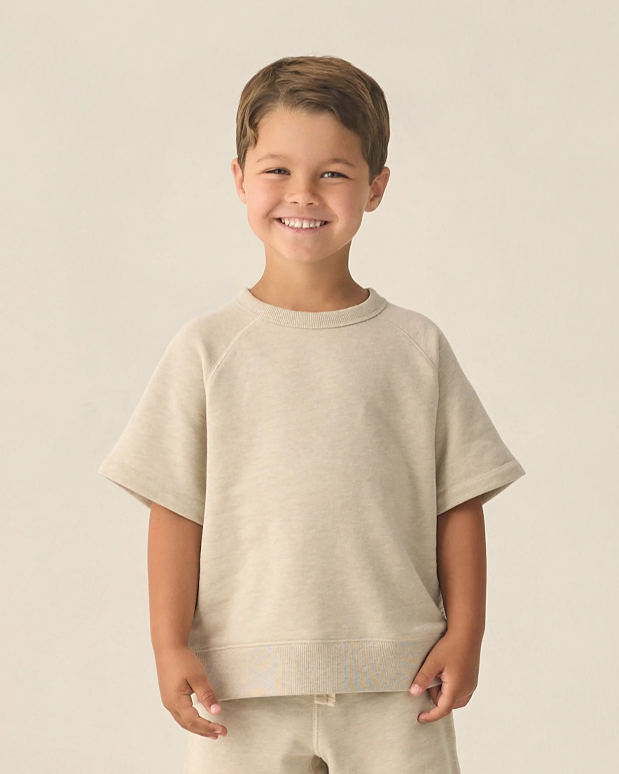 Short Sleeve Sweatshirt Heathered Oatmeal - Image 3