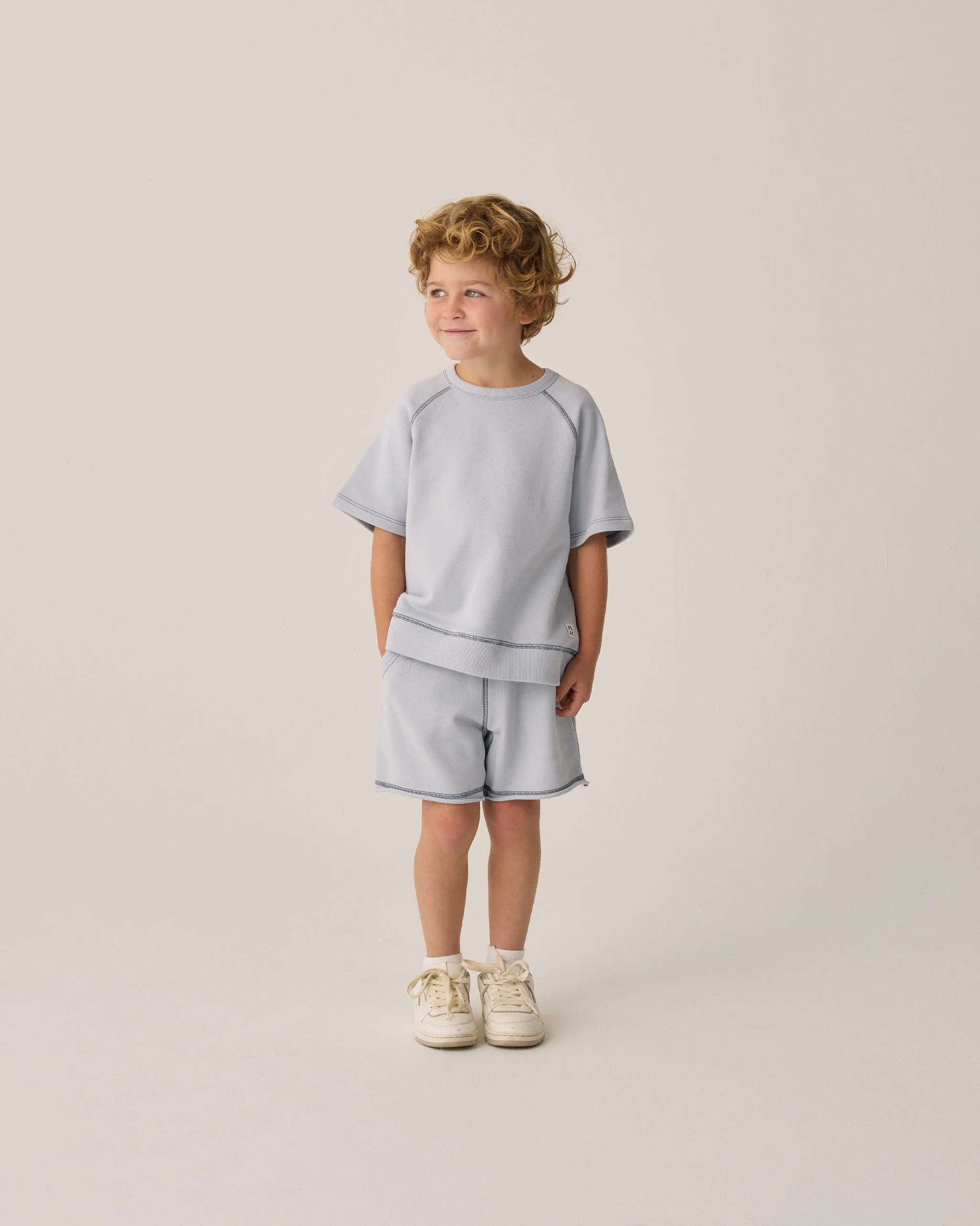 Short Sleeve Sweatshirt || Light Blue - Image 3