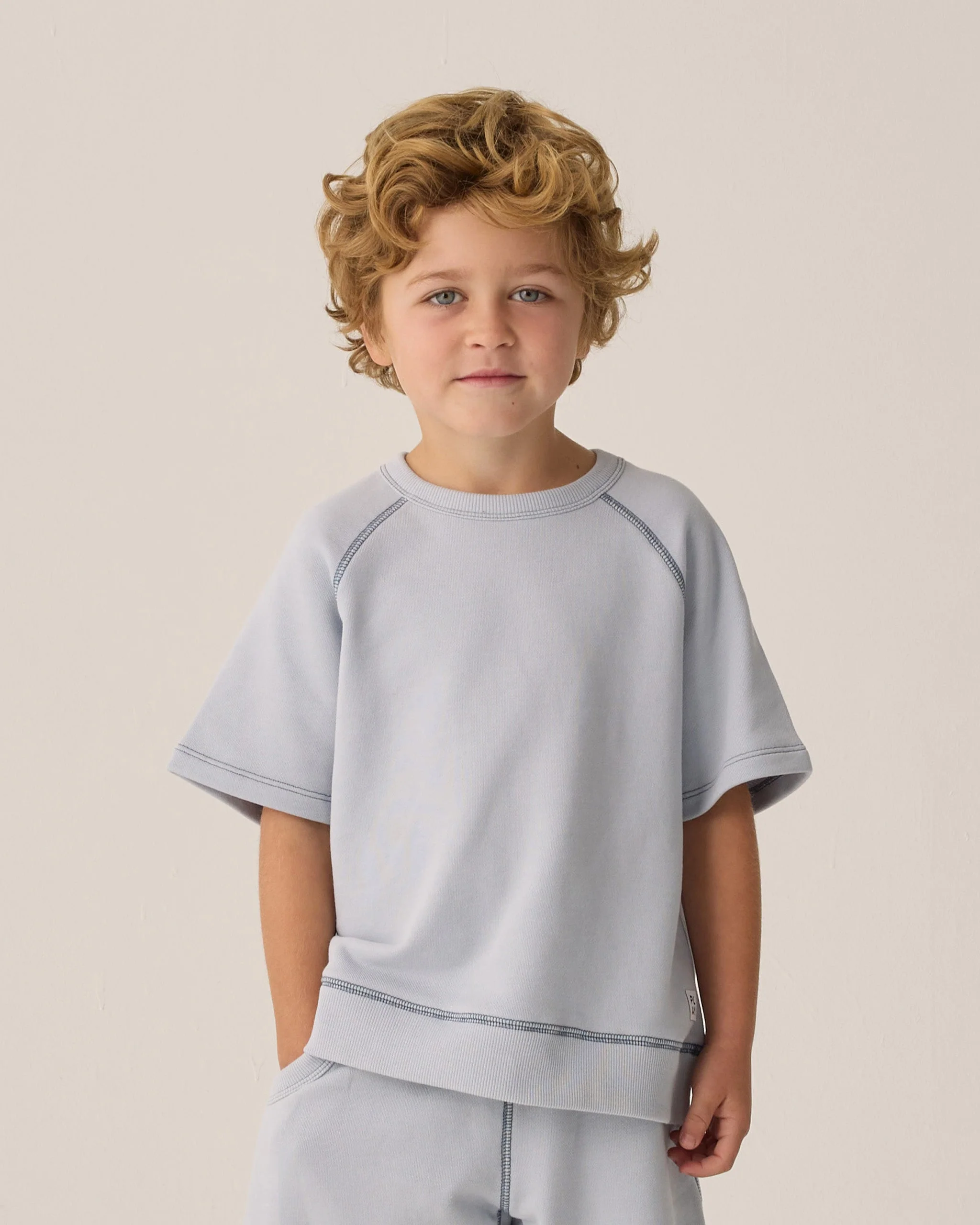 Short Sleeve Sweatshirt || Light Blue - Image 4