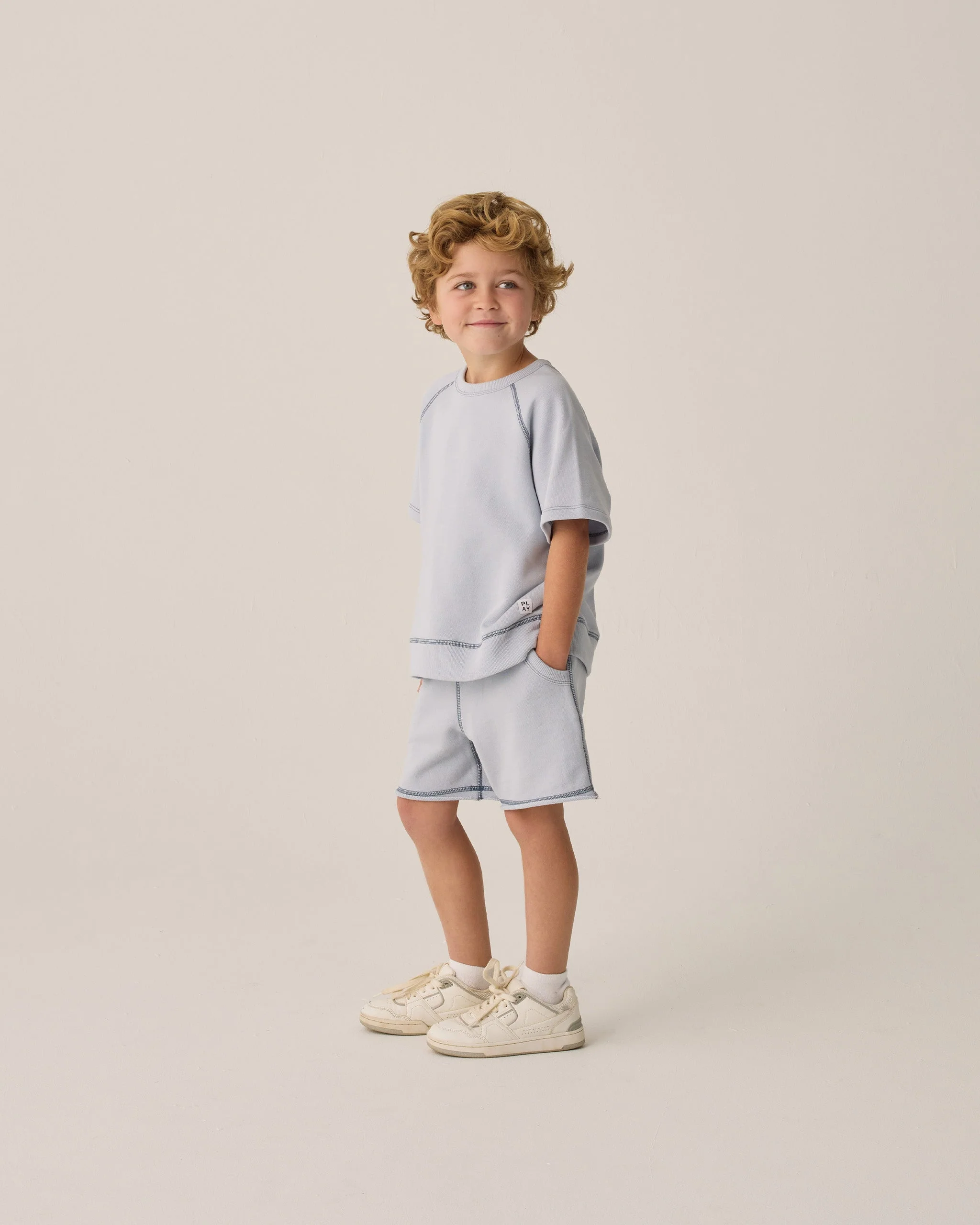 Short Sleeve Sweatshirt || Light Blue - Image 5