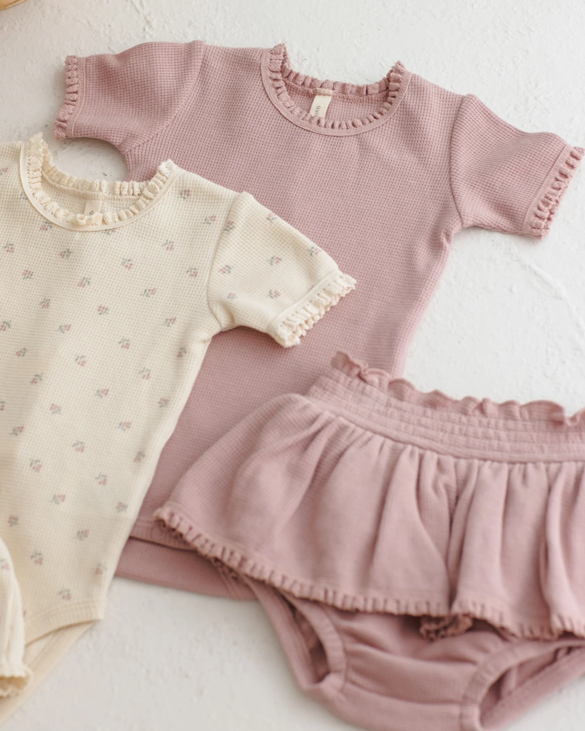 Short Sleeve Waffle Bodysuit Mauve - Image 2
