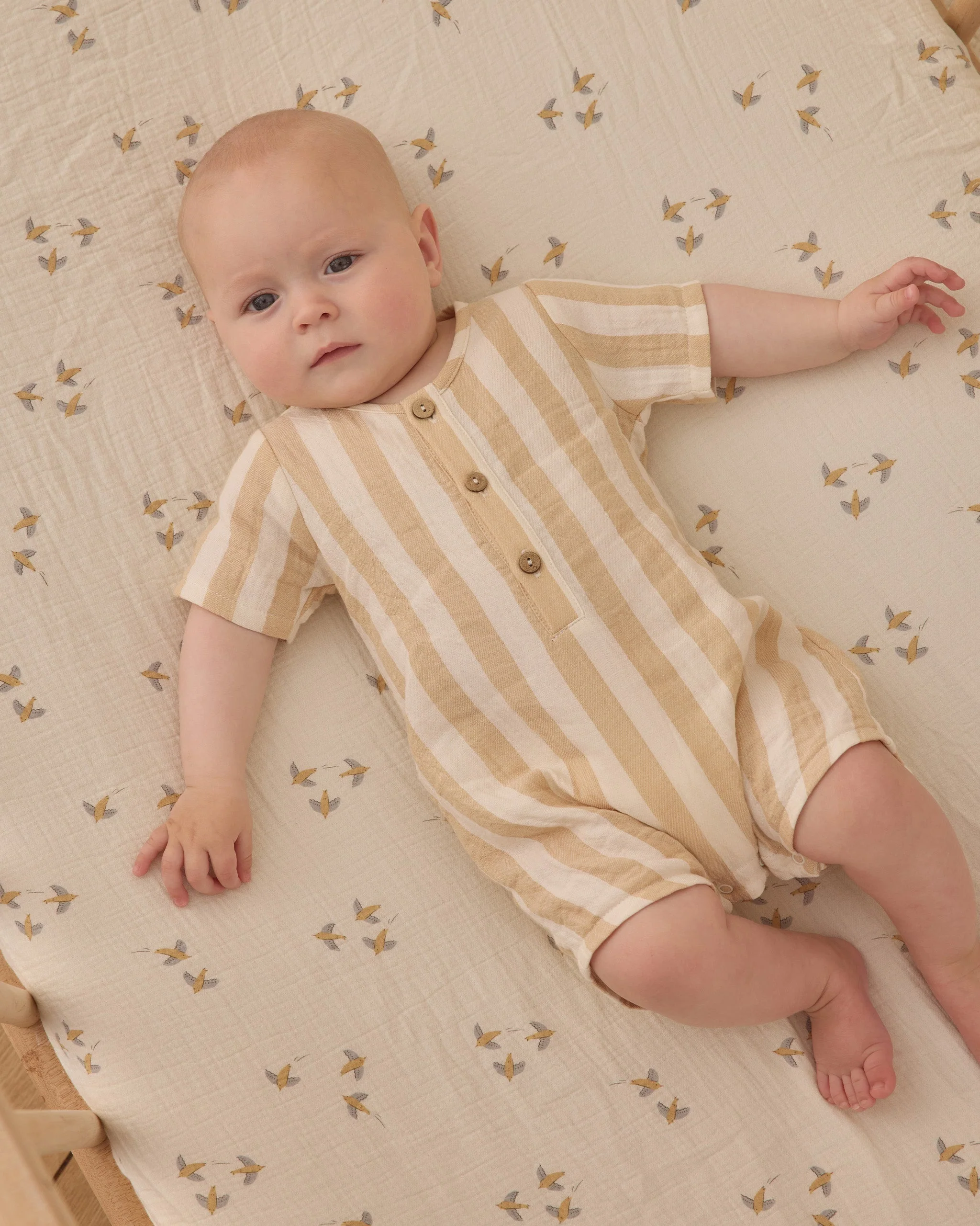 Short Sleeve Woven Romper Summer Stripe - Image 2