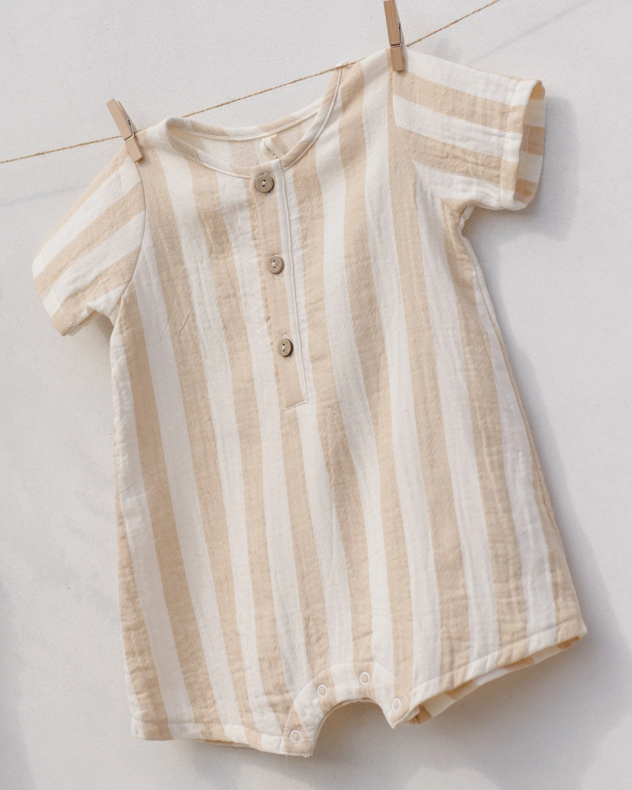 Short Sleeve Woven Romper Summer Stripe - Image 4