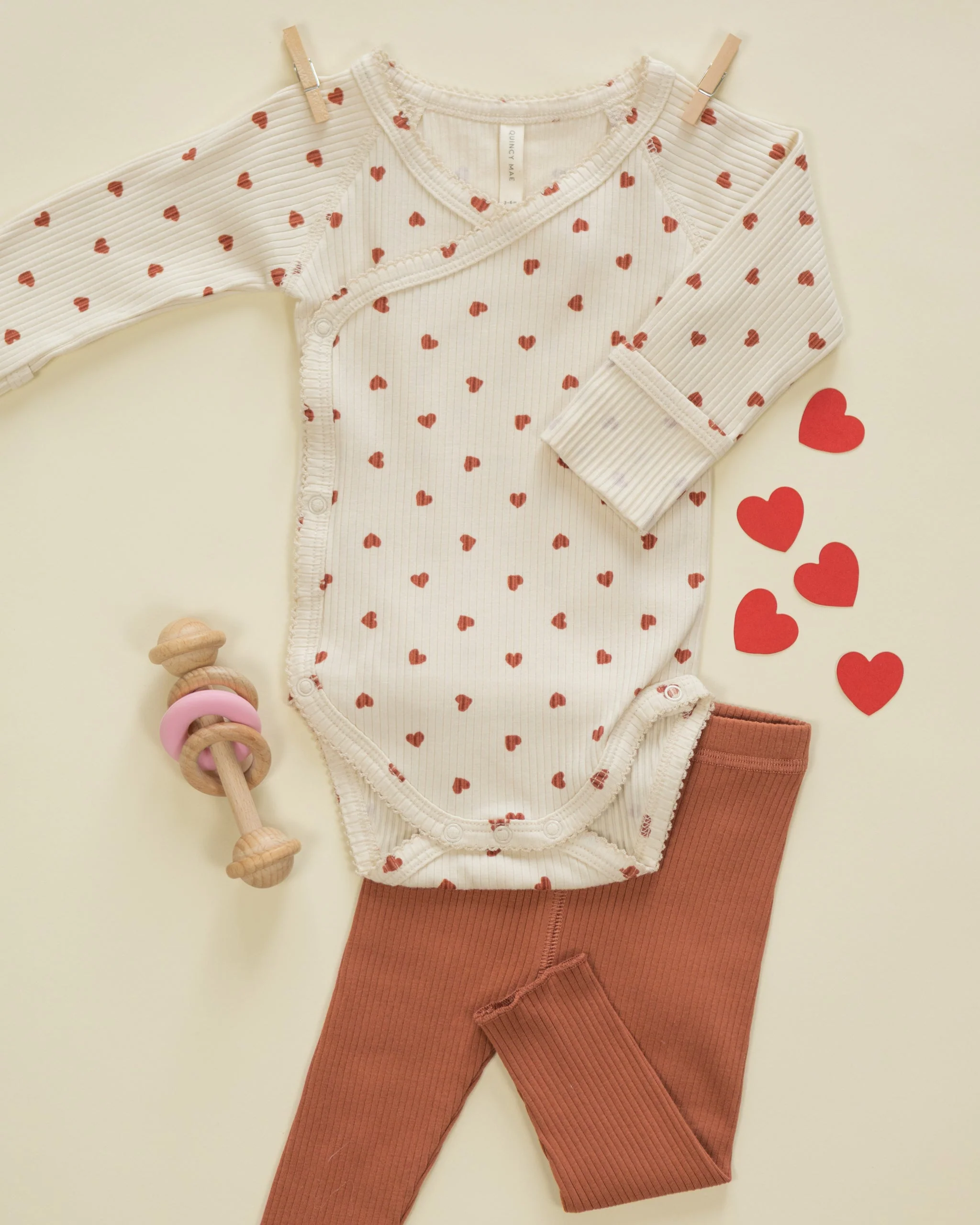 Side Snap Bodysuit Red Hearts - Image 2