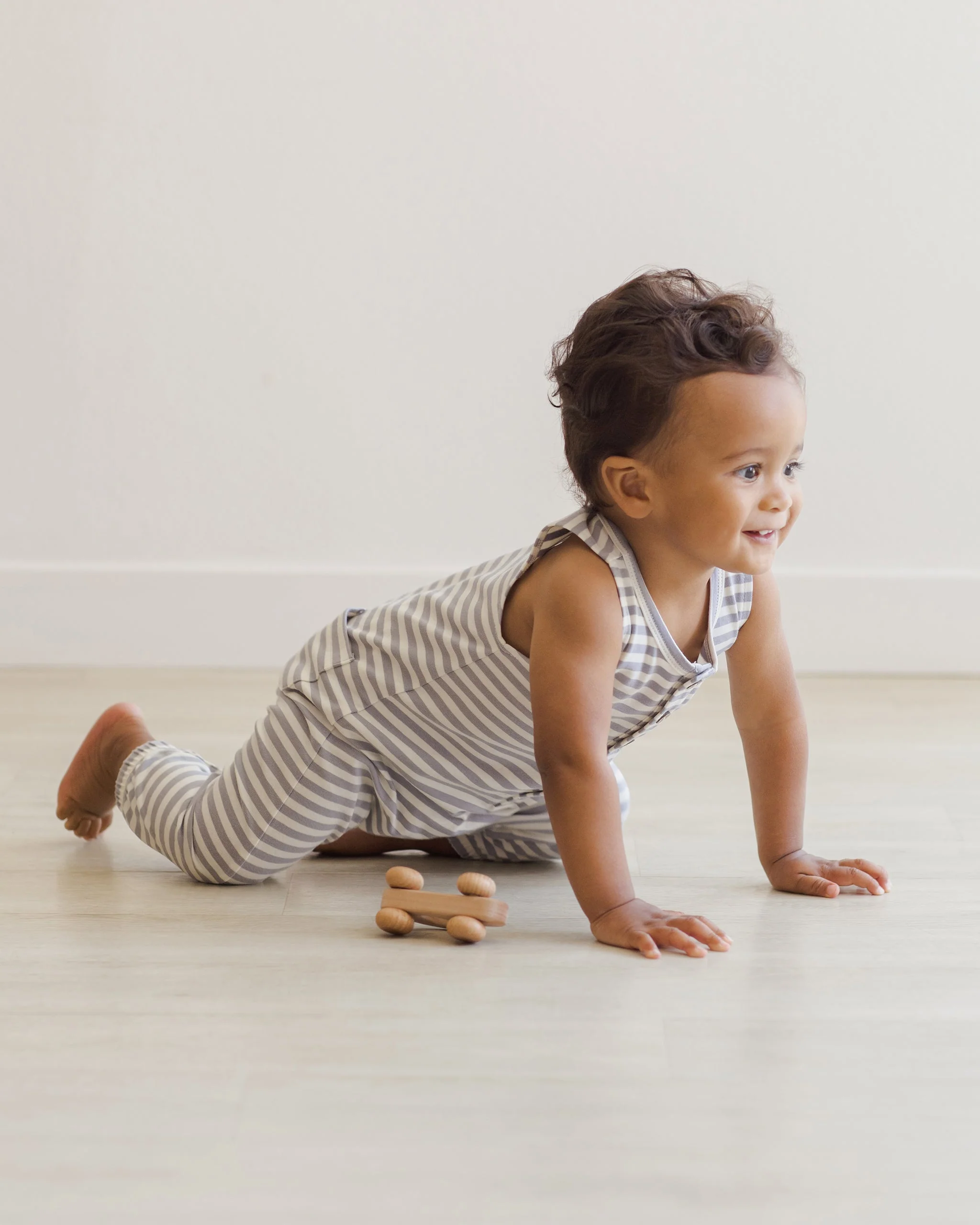-Sleeveless Jumpsuit || Blue Stripe- - Image 3