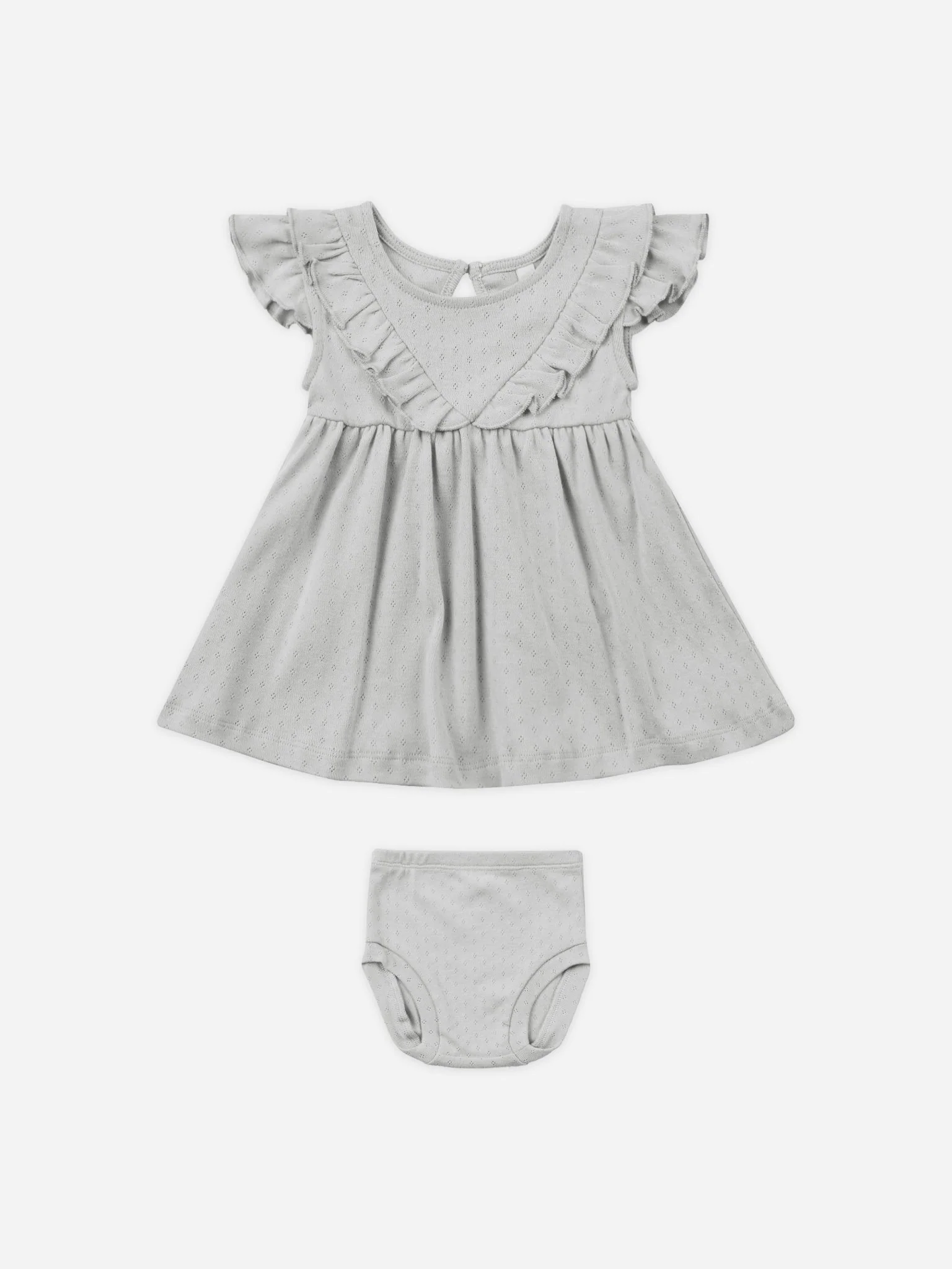 Sleeveless Ruffle V Dress || Cloud - Image 3