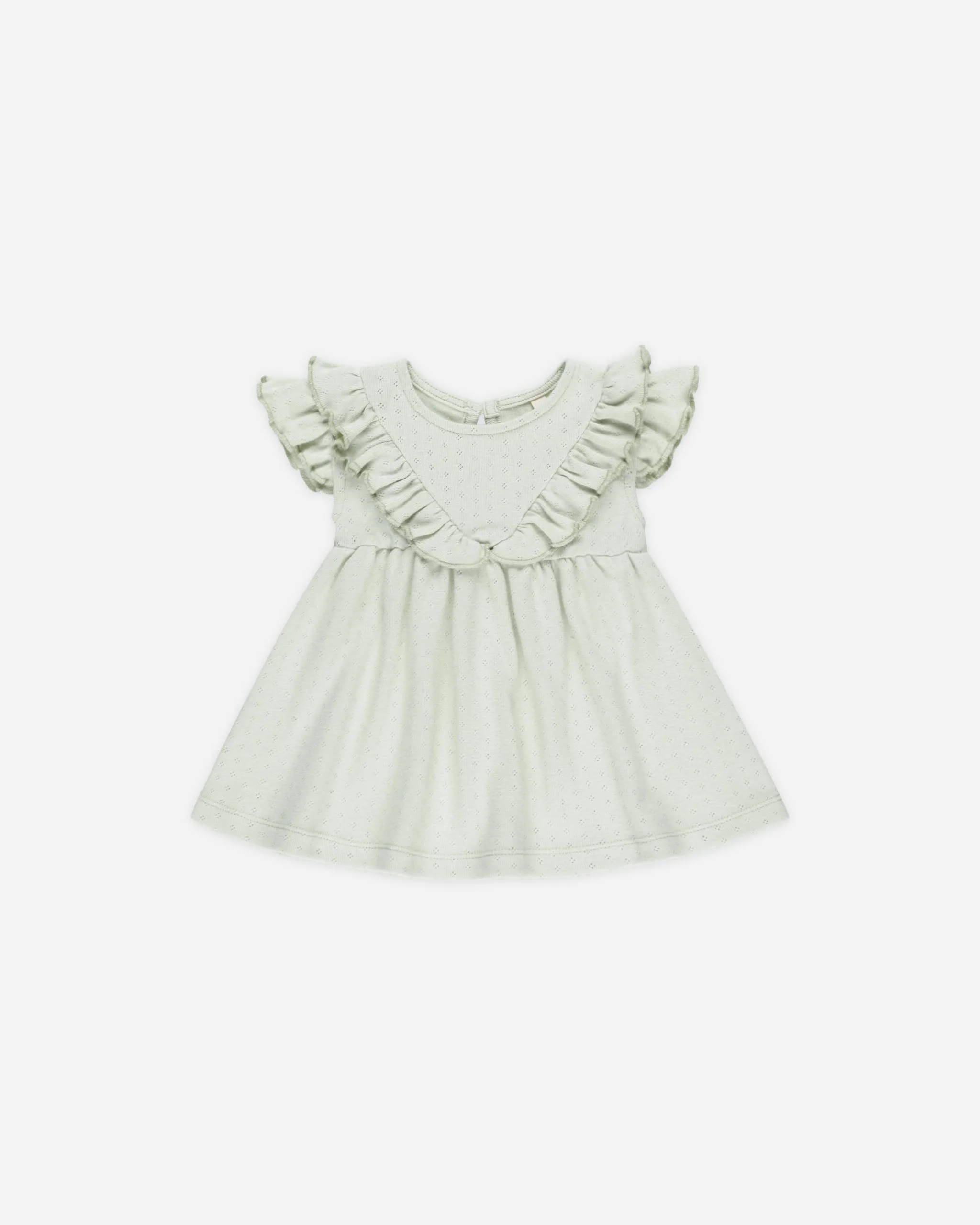 Sleeveless Ruffle V Dress || Mint