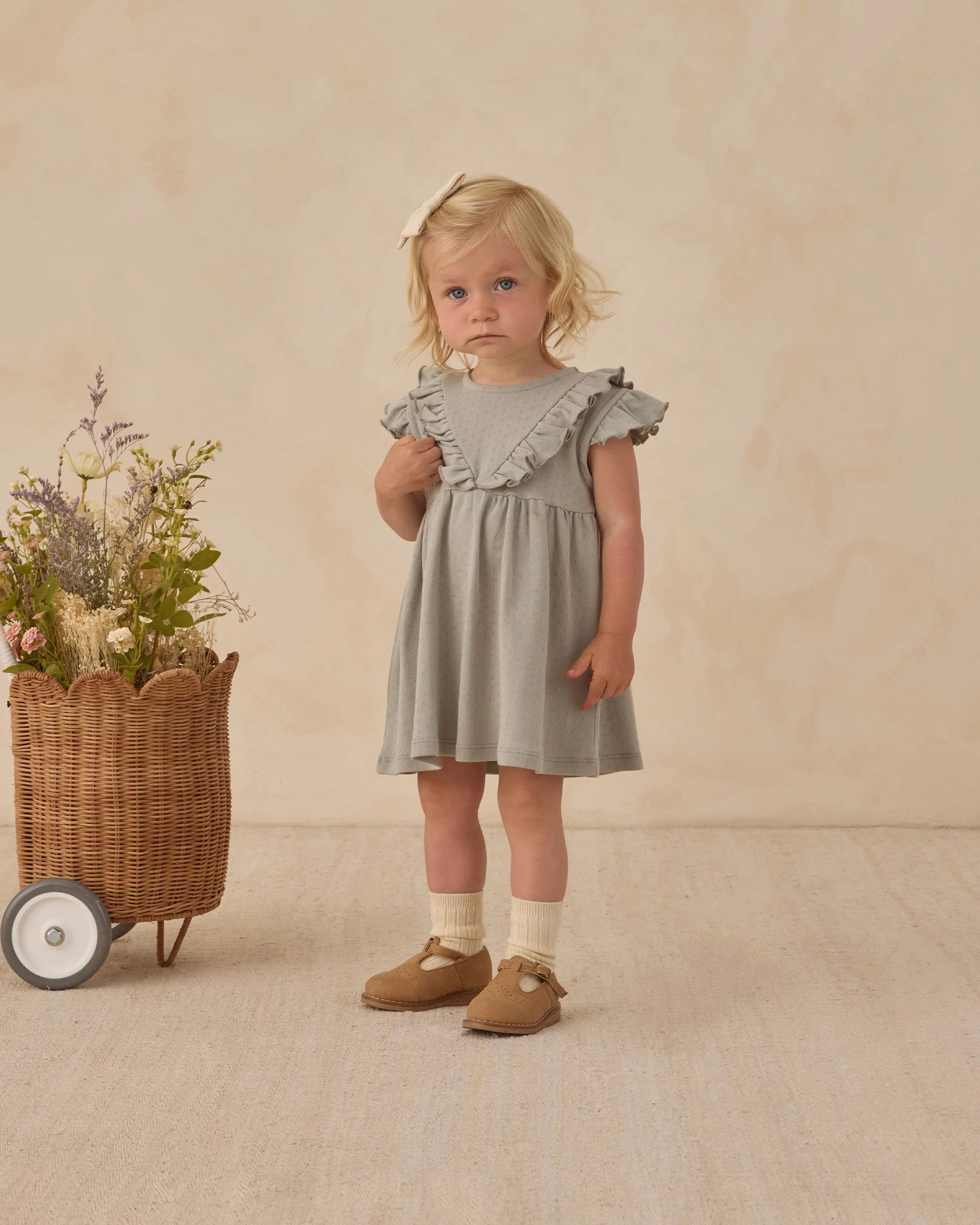 Sleeveless Ruffle V Dress Sage - Image 2
