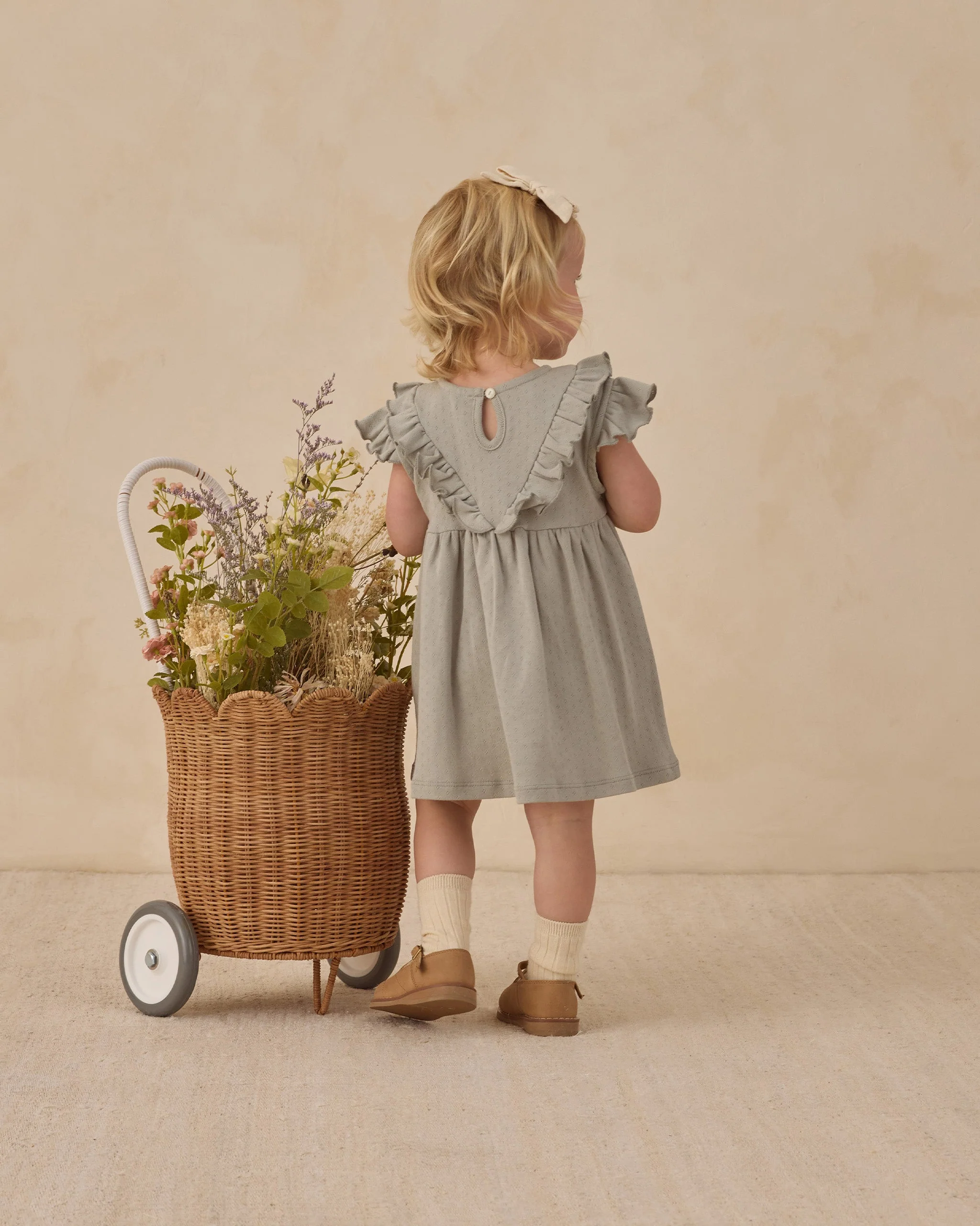 Sleeveless Ruffle V Dress Sage - Image 3