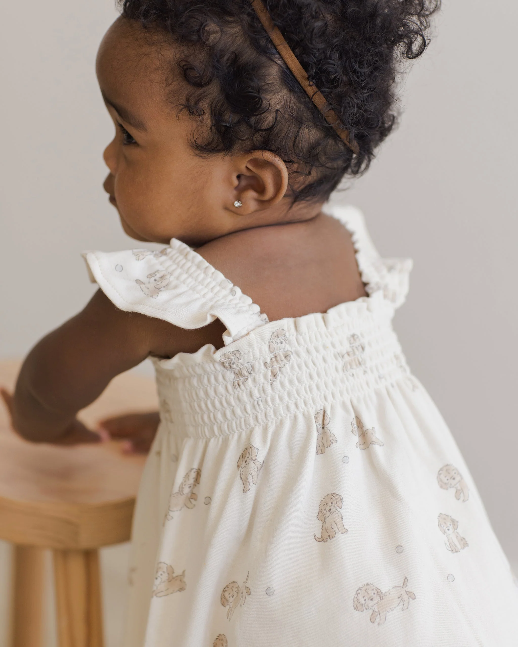 -Smocked Jersey Dress || Puppies- - Image 3