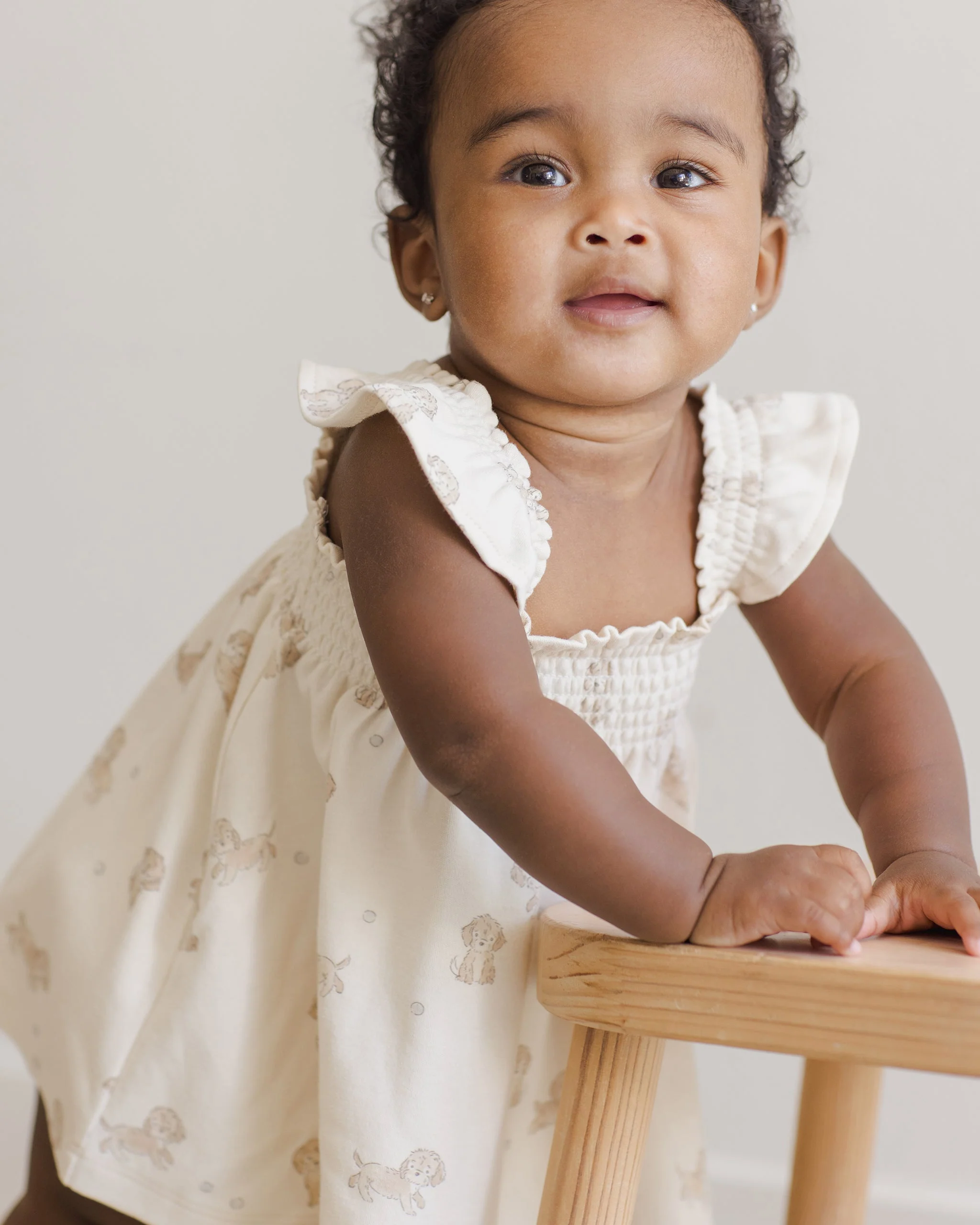 -Smocked Jersey Dress || Puppies- - Image 4