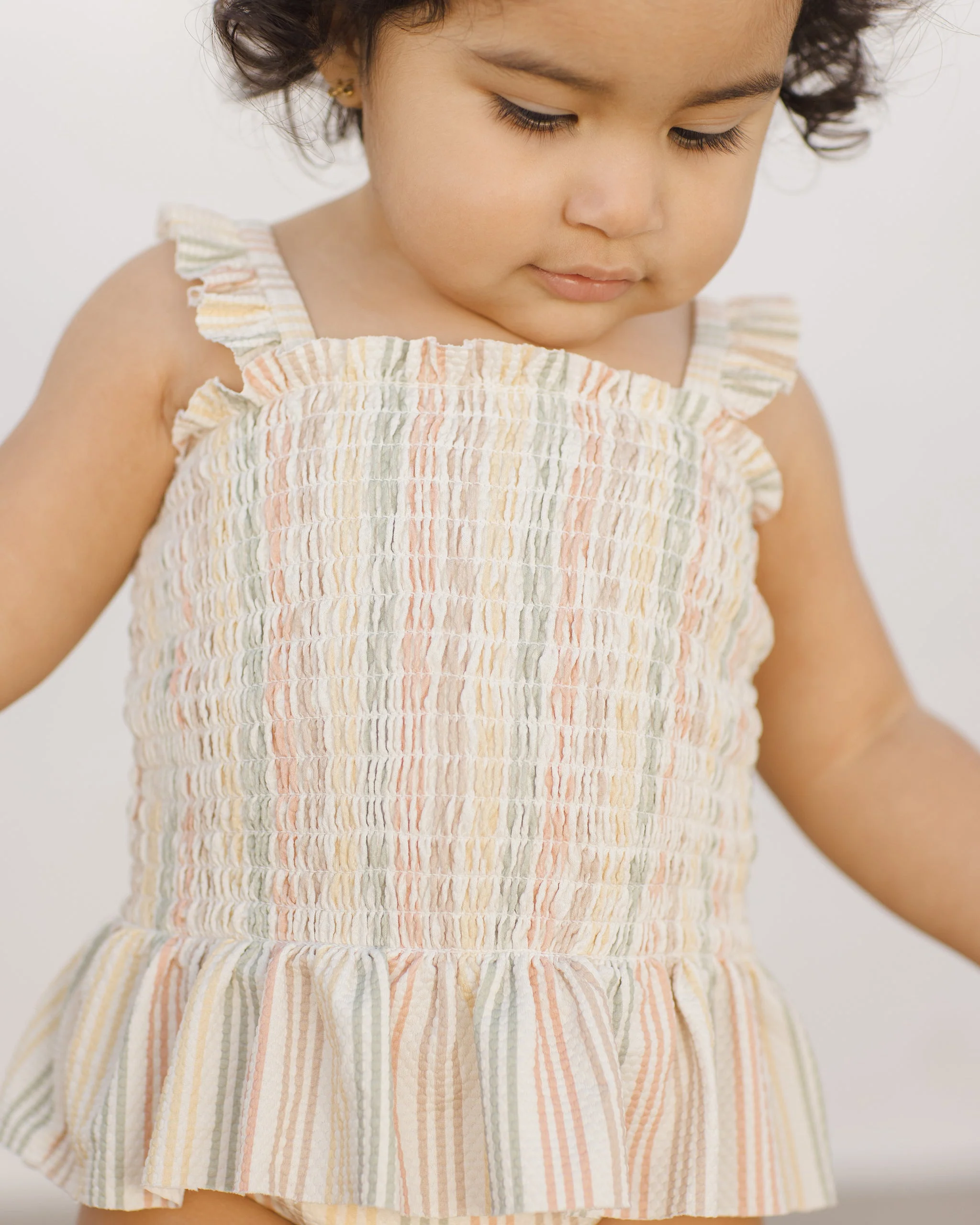 Smocked One-Piece Swimsuit || Multi Stripe - Image 3