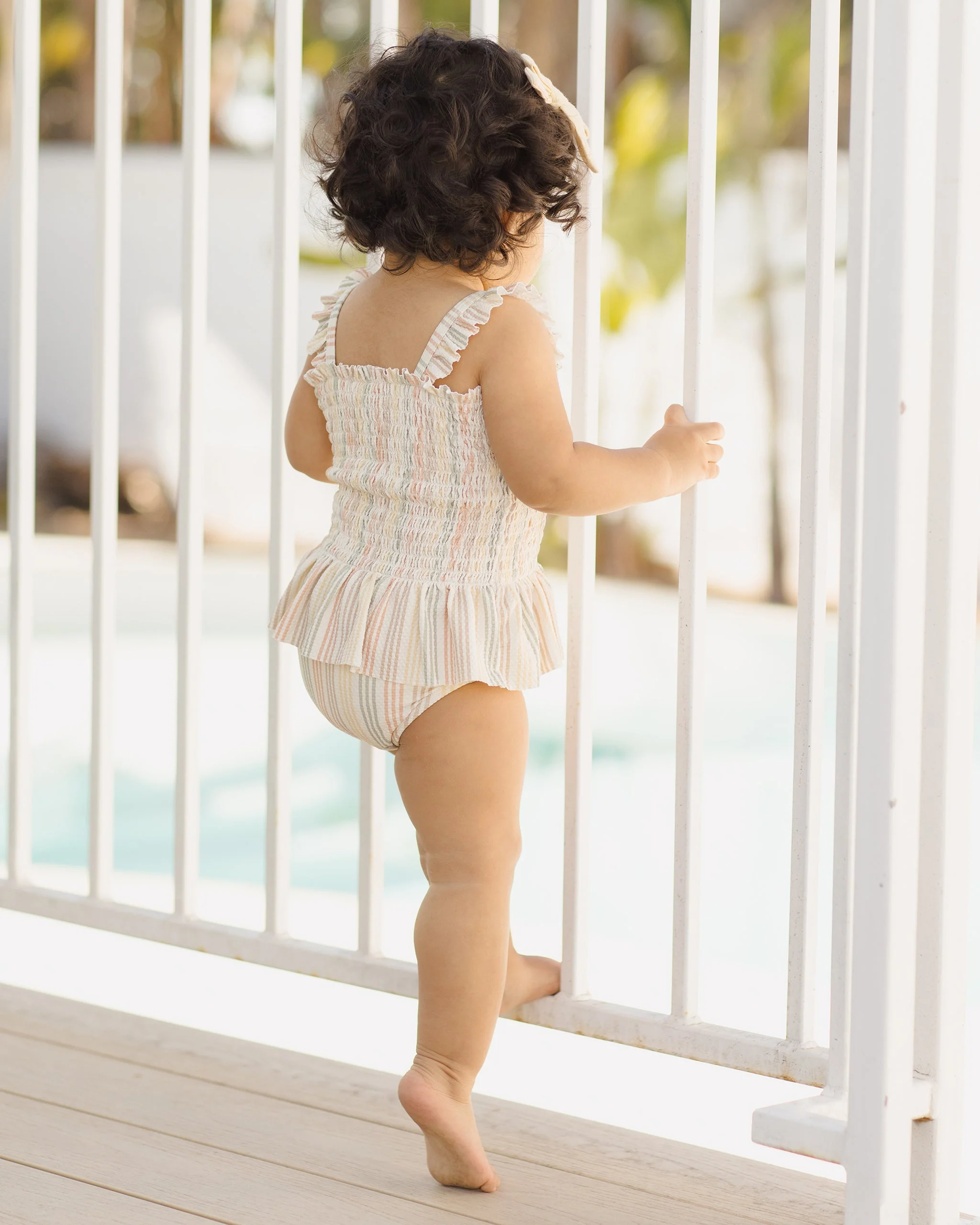 Smocked One-Piece Swimsuit || Multi Stripe - Image 4