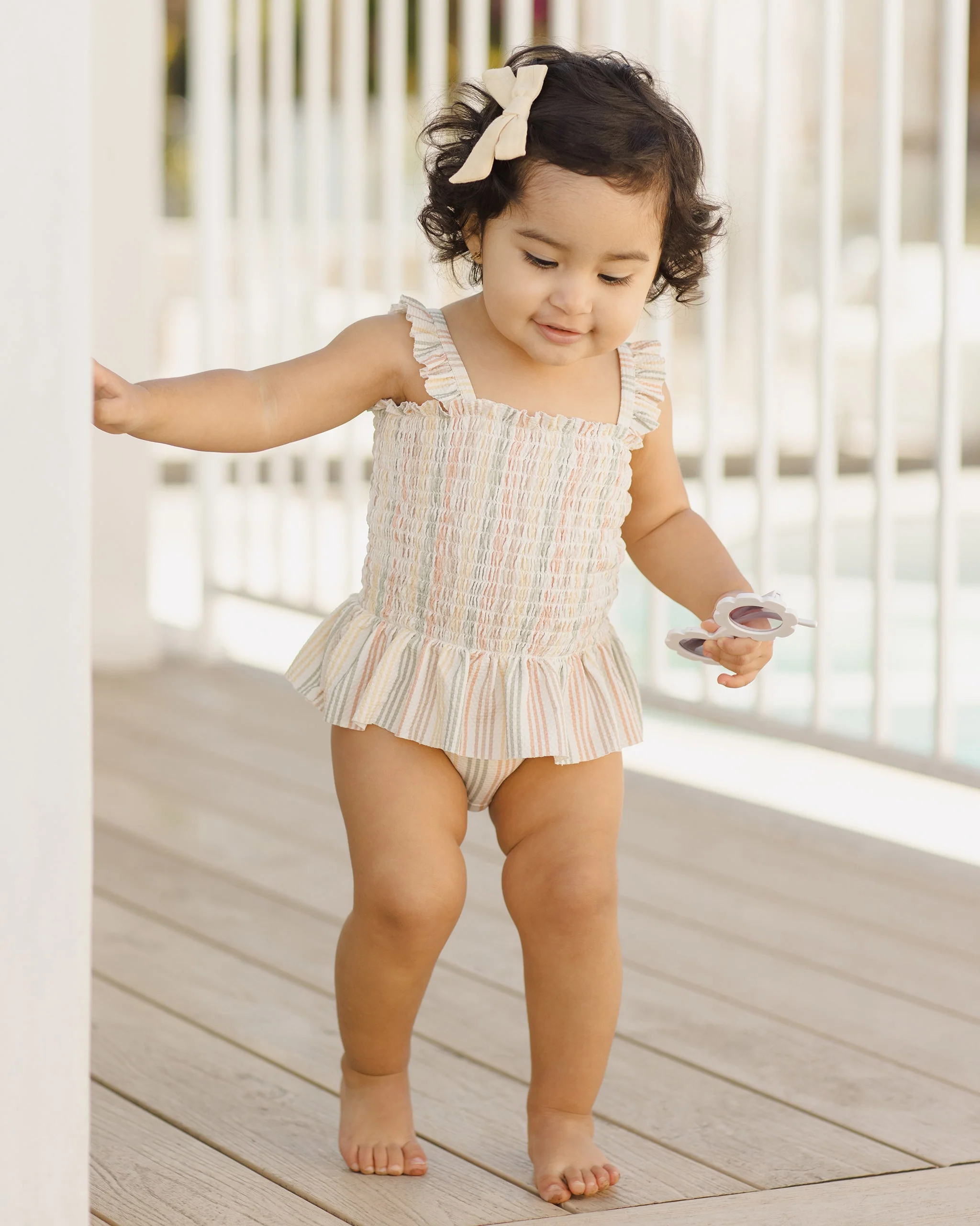 Smocked One-Piece Swimsuit || Multi Stripe - Image 5