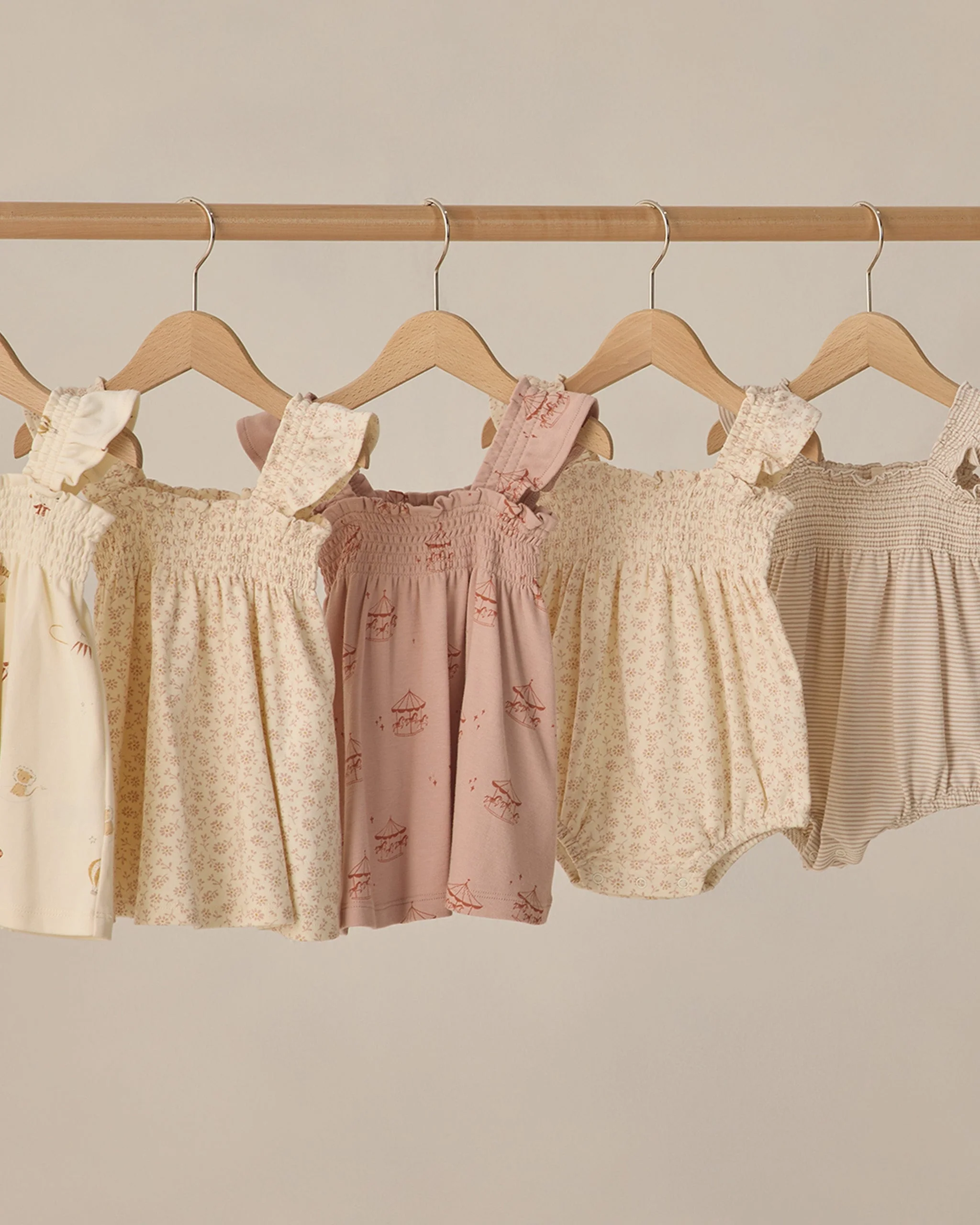 Smocked Ruffle Sleeve Romper Oat Micro Stripe - Image 7