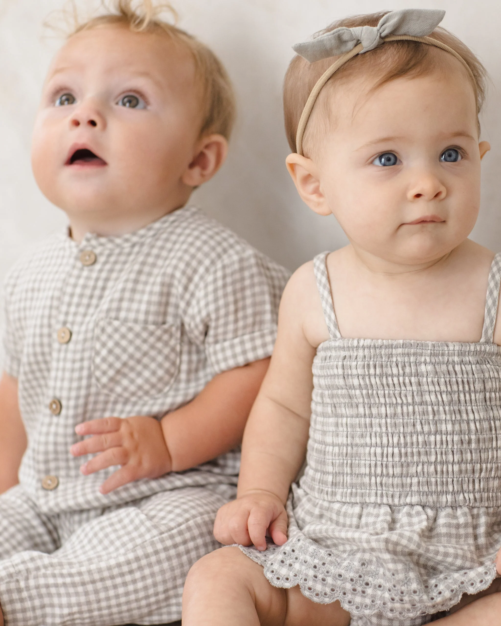 Smocked Skirted Romper Sage Gingham - Image 6