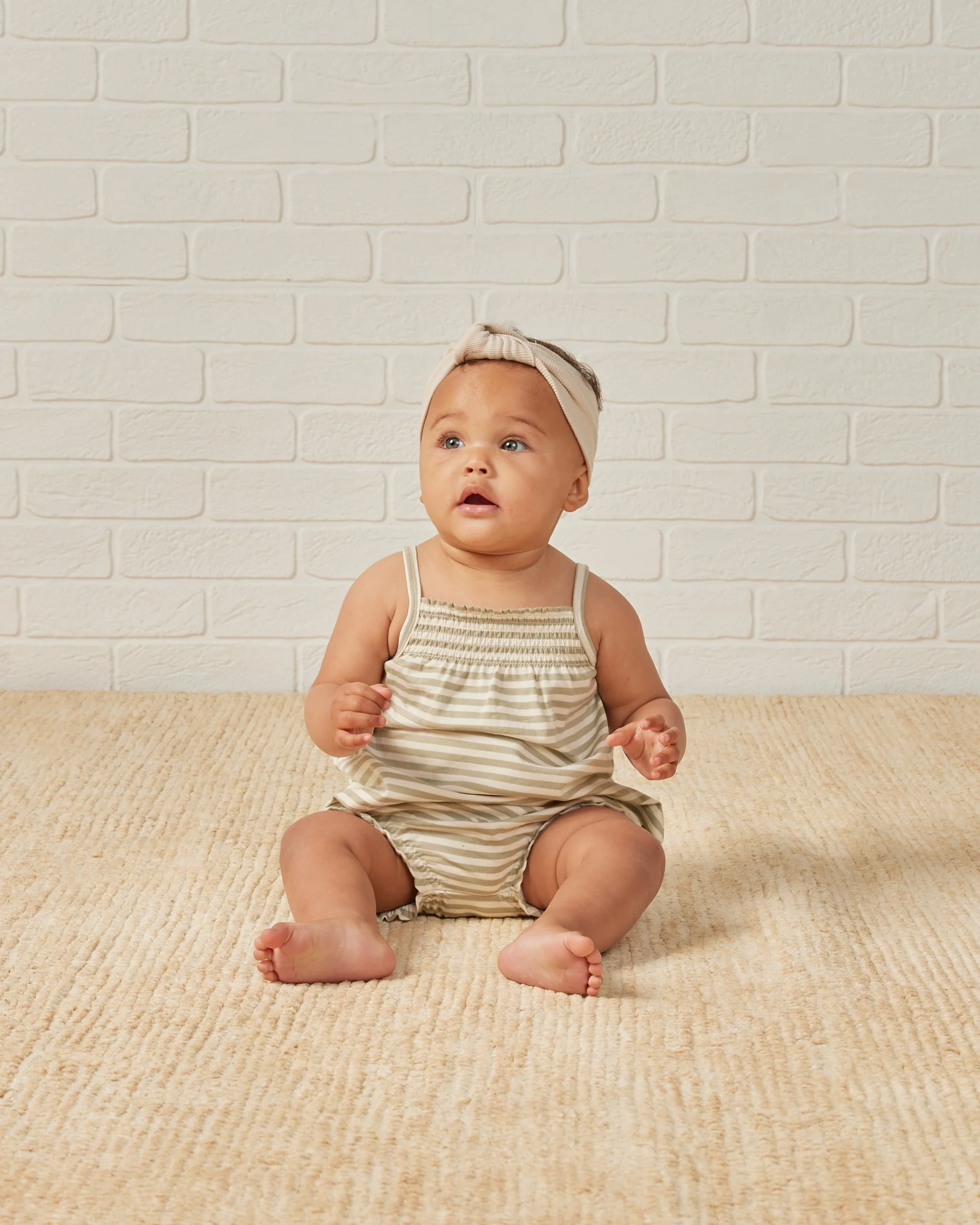 Smocked Tank + Bloomer Set || Sage Stripe - Image 2