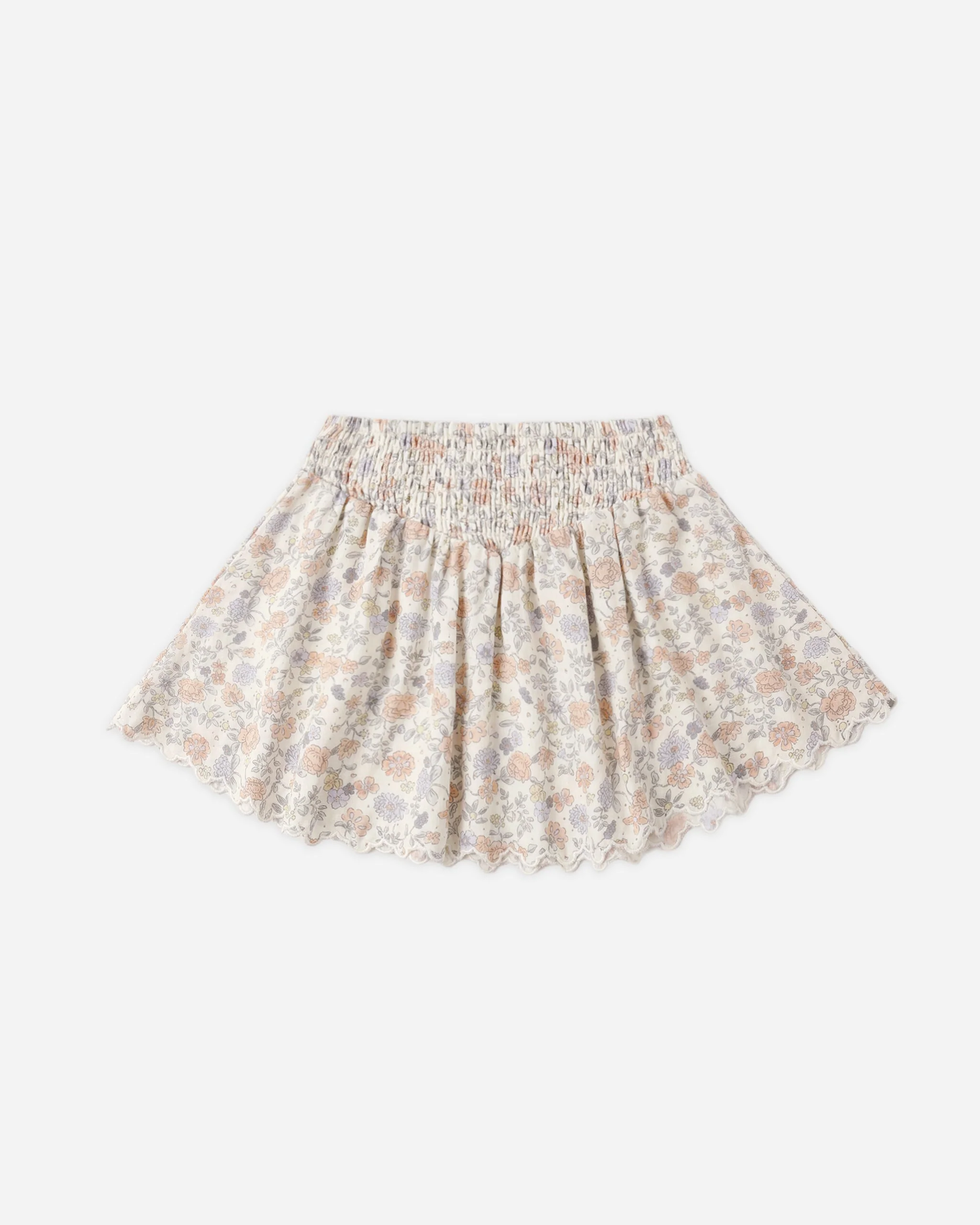 Smocked V Mini Skirt Bloom