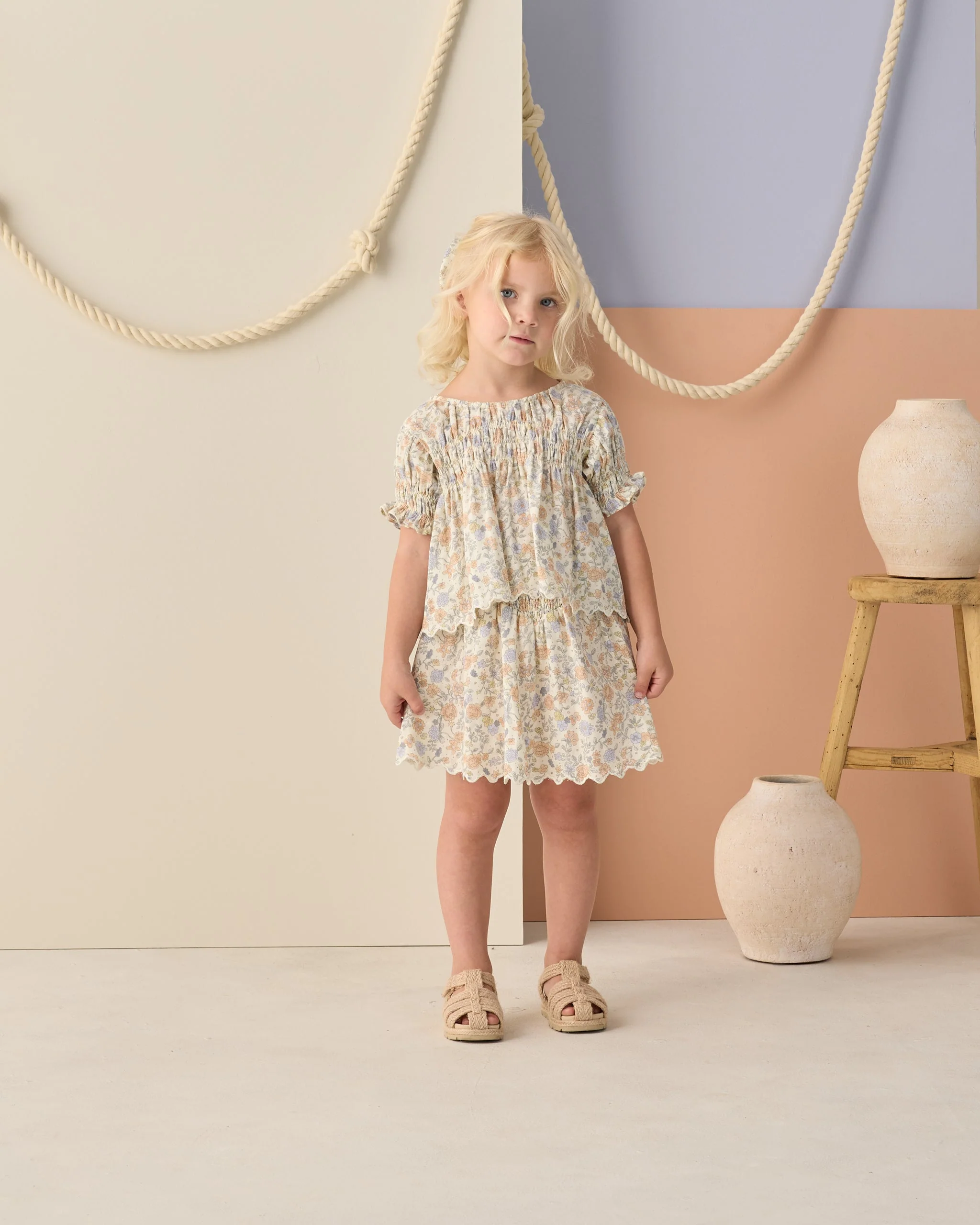 Smocked V Mini Skirt Bloom - Image 2