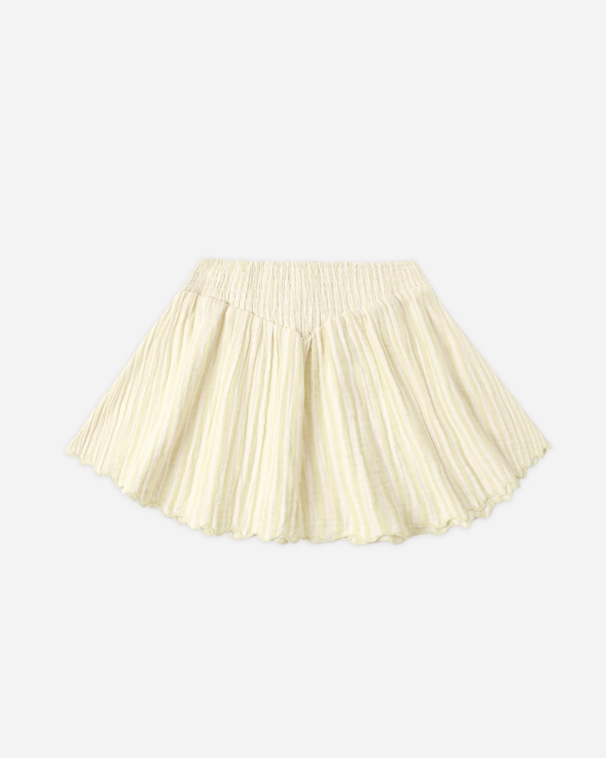 Smocked V Mini Skirt Citron Stripe
