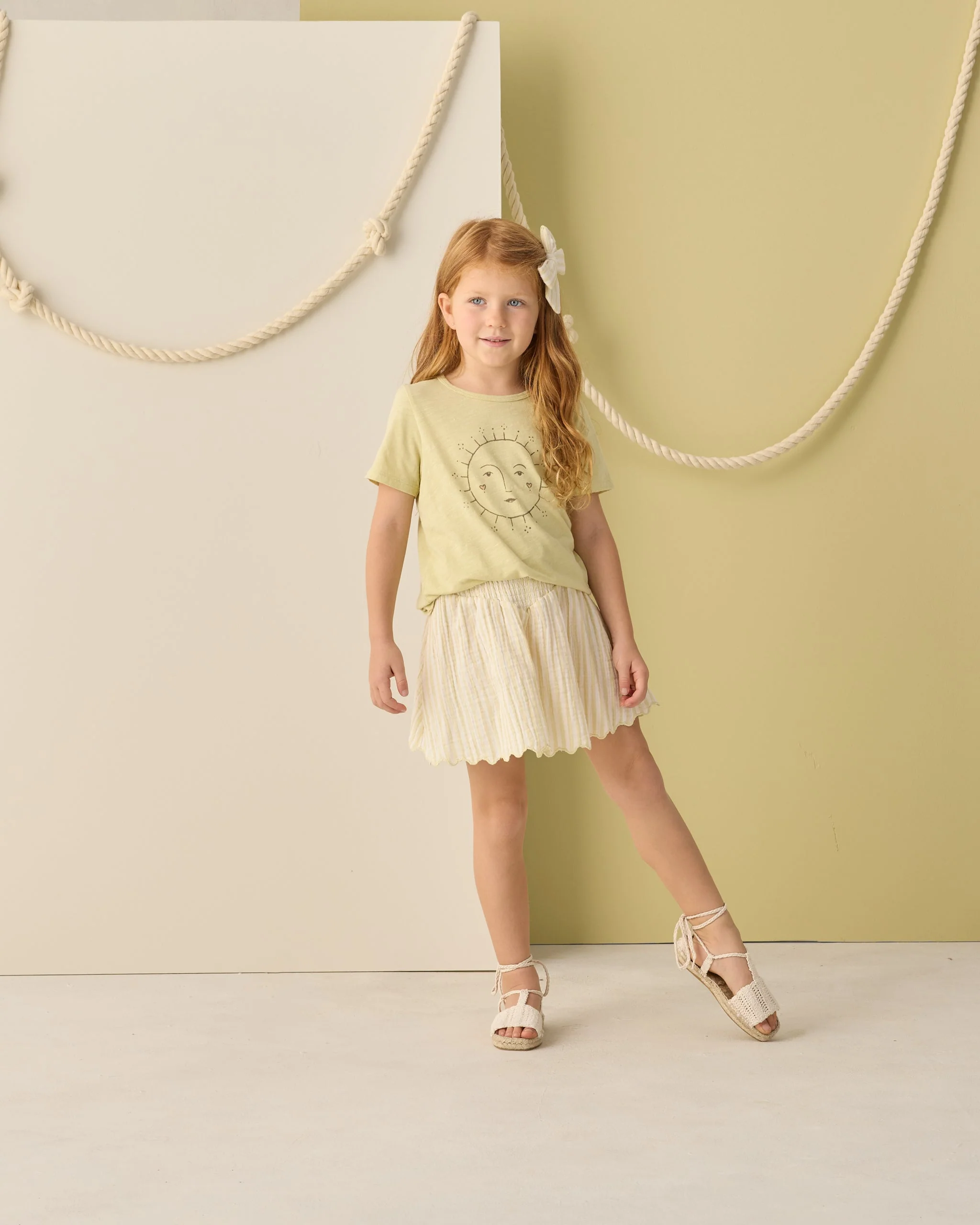 Smocked V Mini Skirt Citron Stripe - Image 2