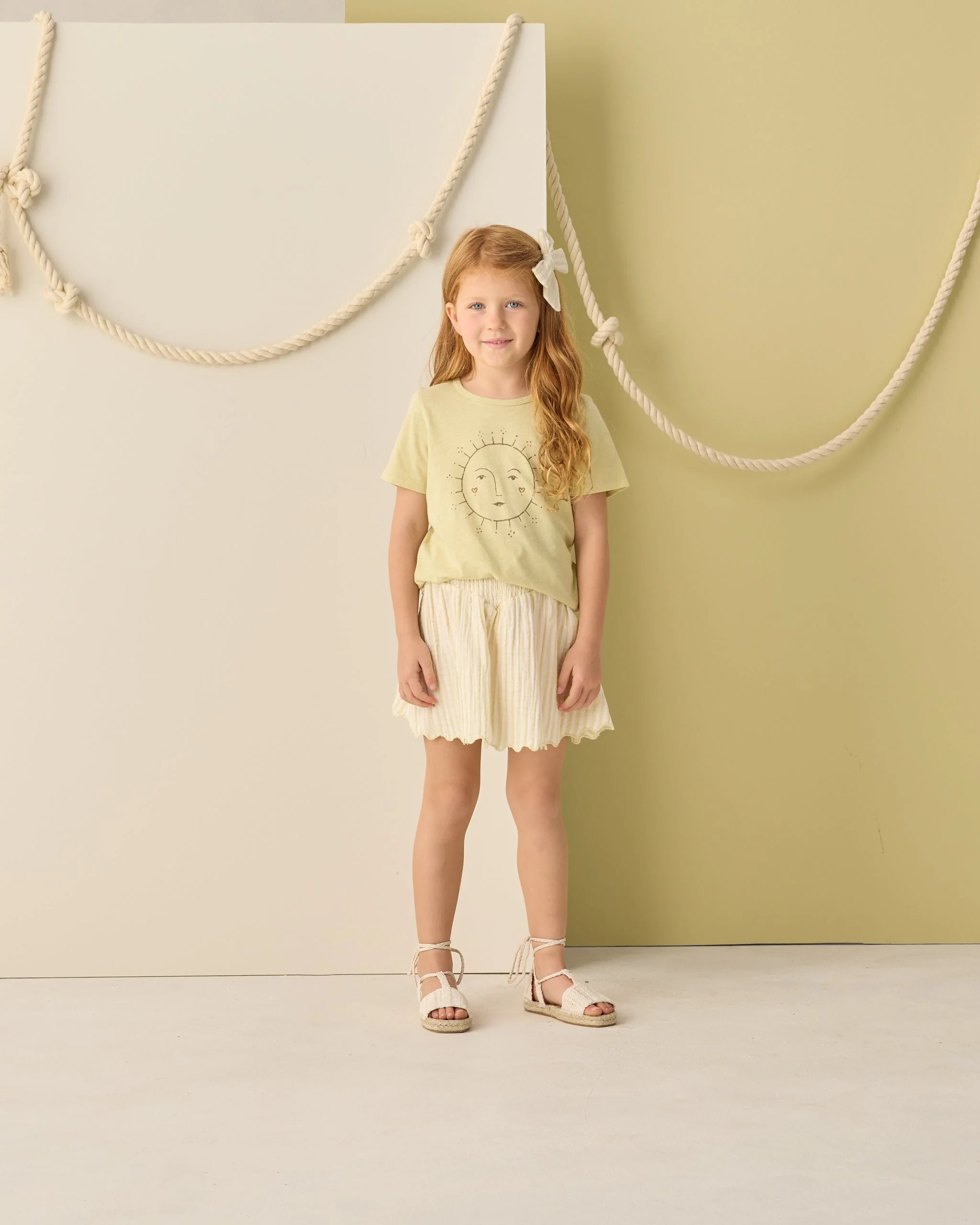 Smocked V Mini Skirt Citron Stripe - Image 4