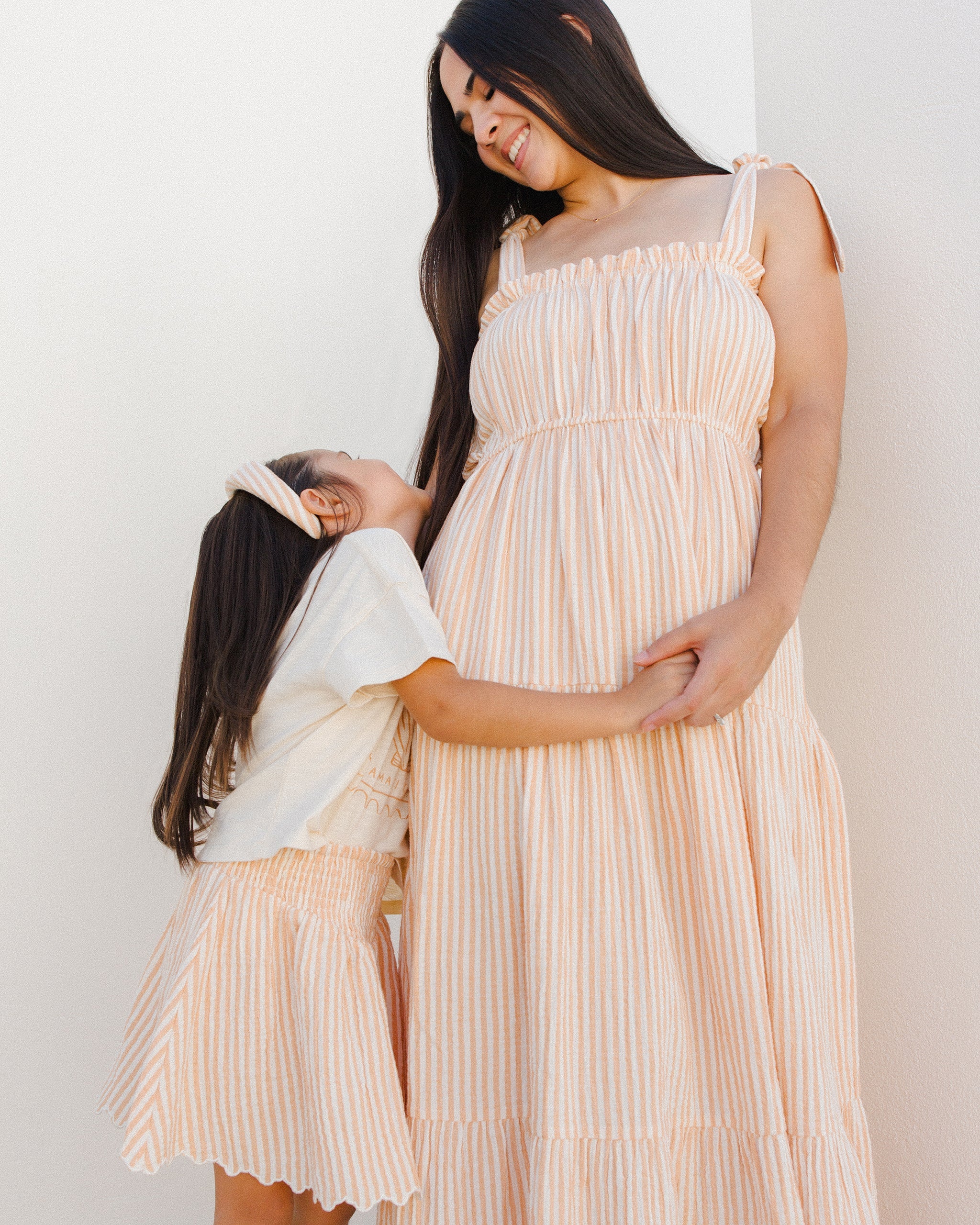 Smocked V Mini Skirt || Grapefruit Stripe - Image 5