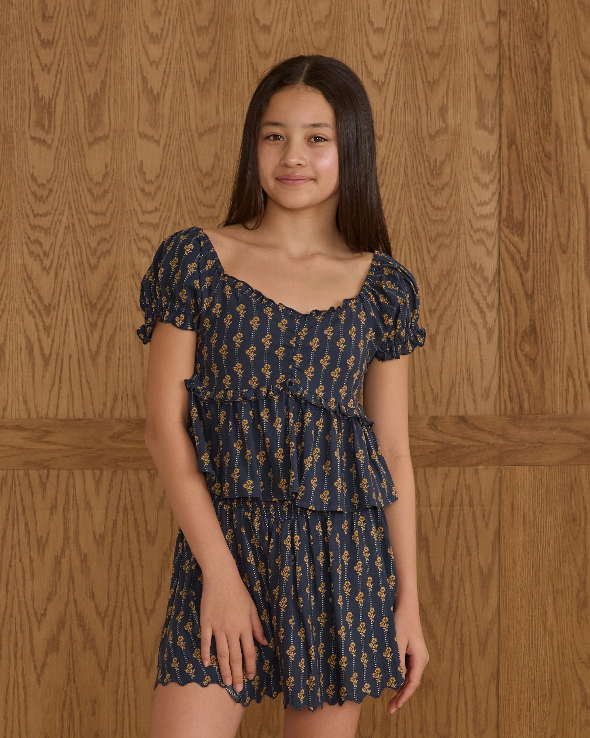 Smocked V Mini Skirt | Vintage Bloom Teen* - Image 3