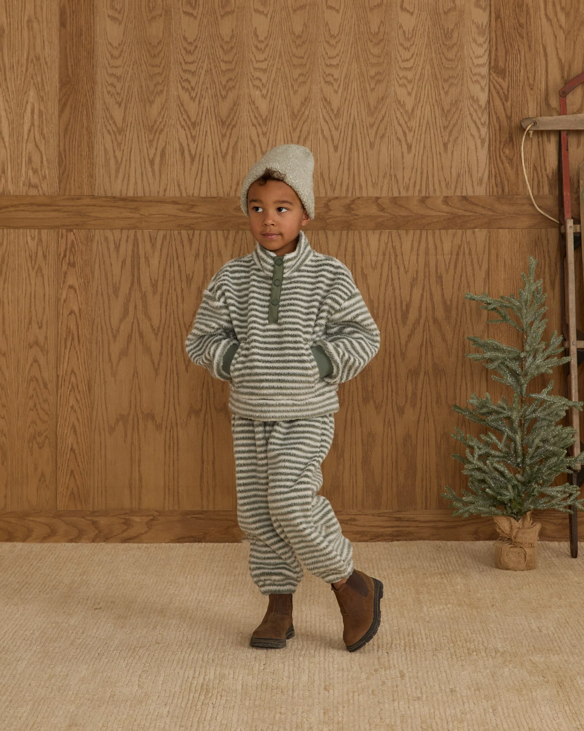 Snap Pullover || Evergreen Stripe - Image 2