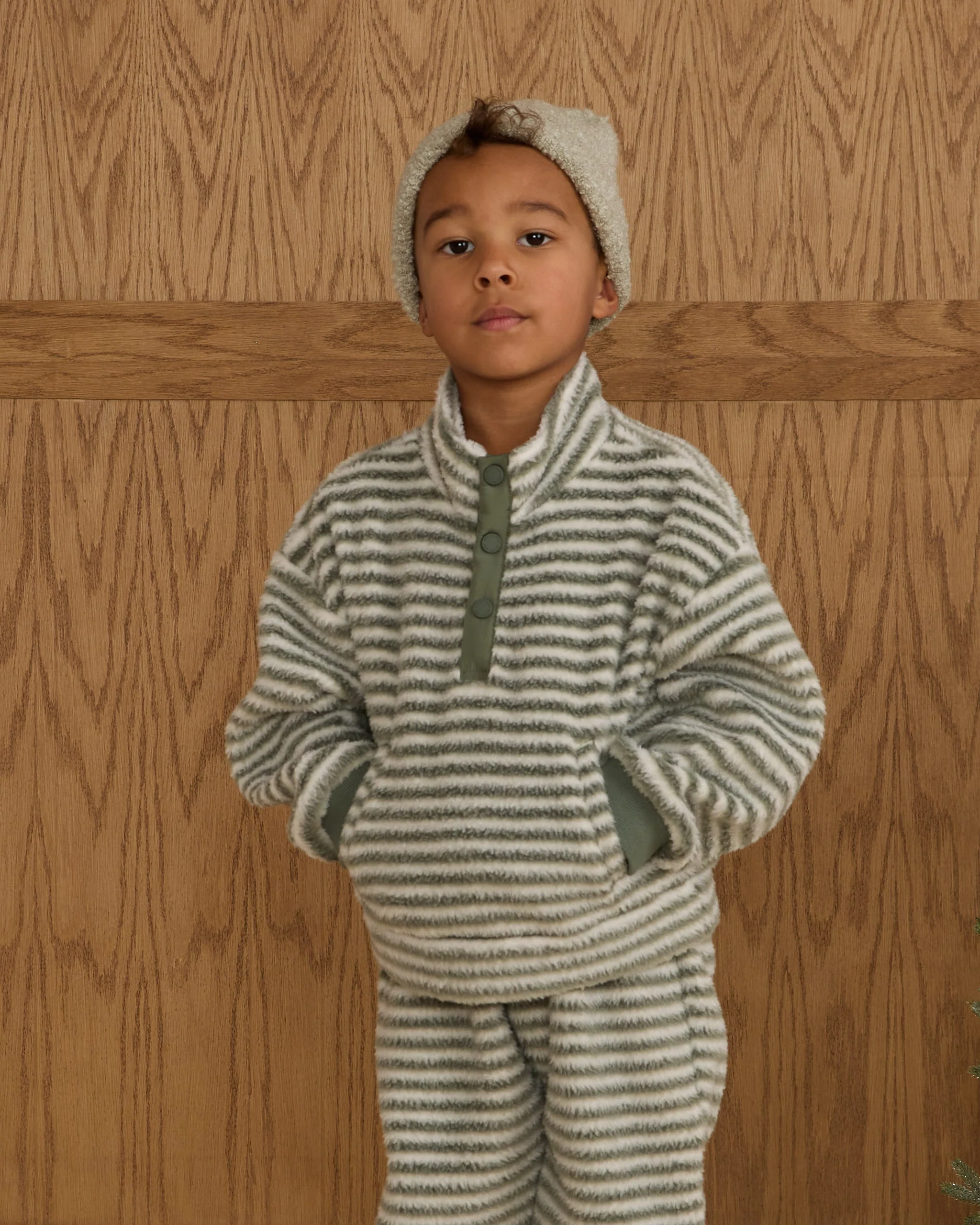 Snap Pullover || Evergreen Stripe - Image 3