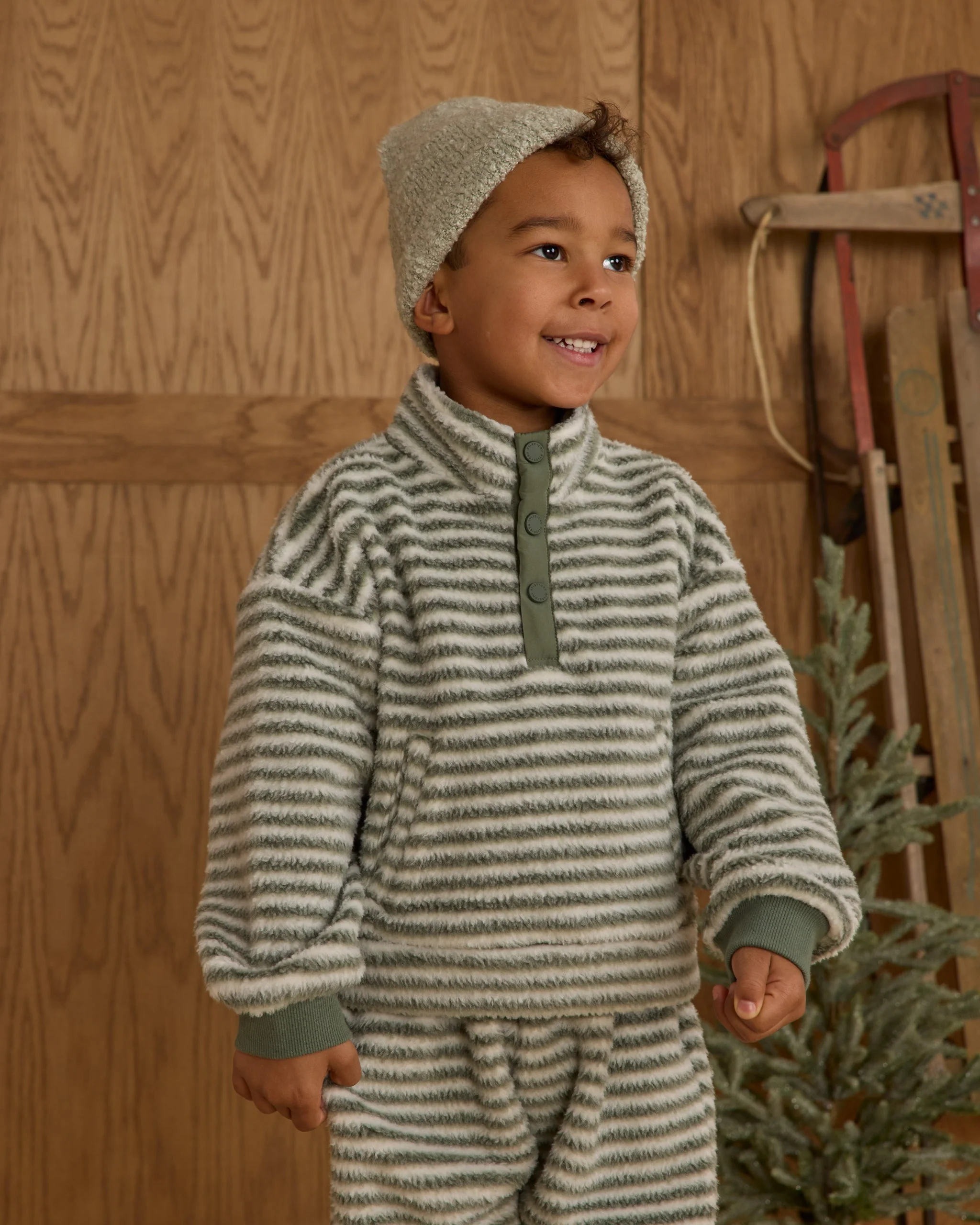 Snap Pullover || Evergreen Stripe - Image 4