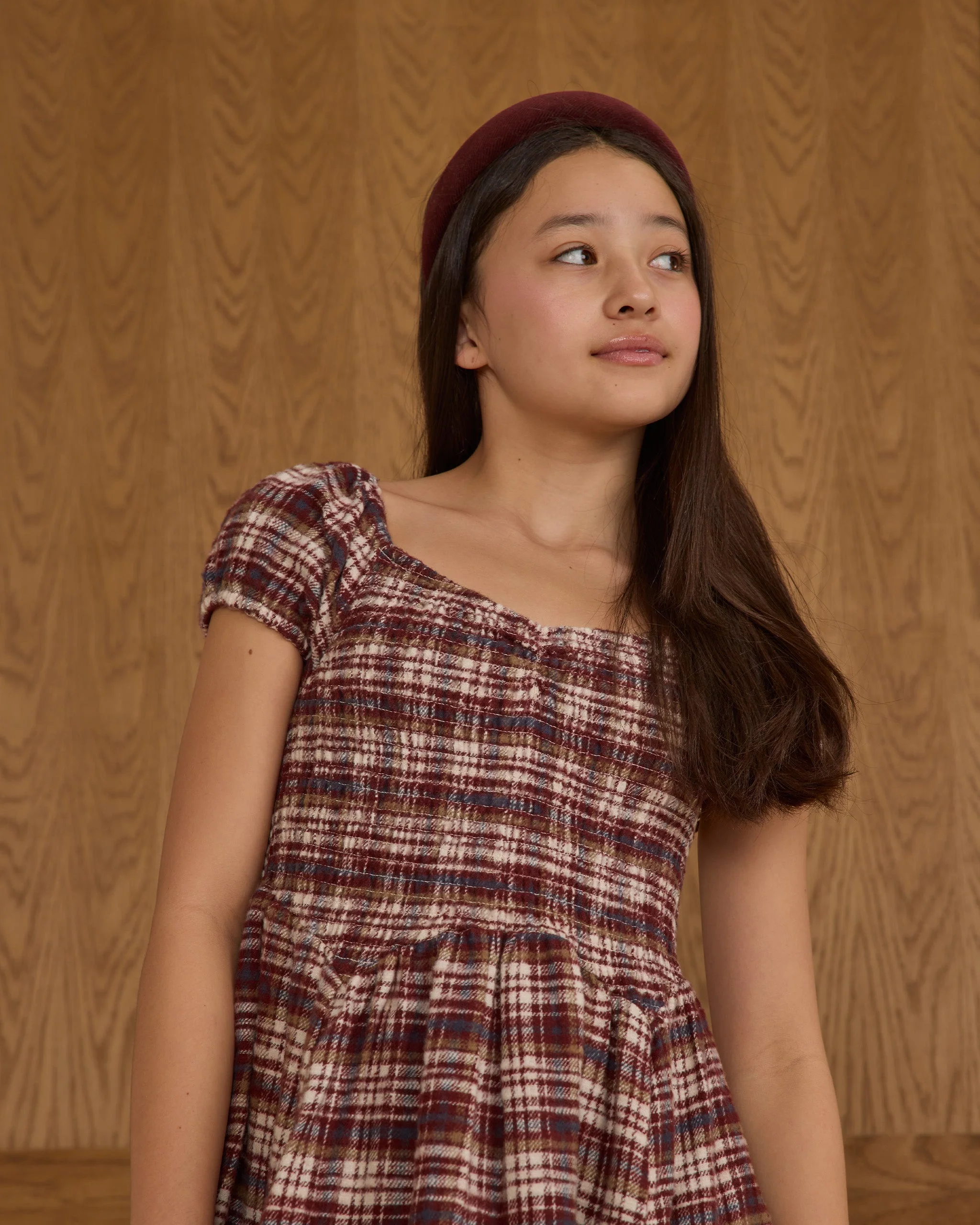 Stella Dress || Burgundy Plaid Teen - Image 3