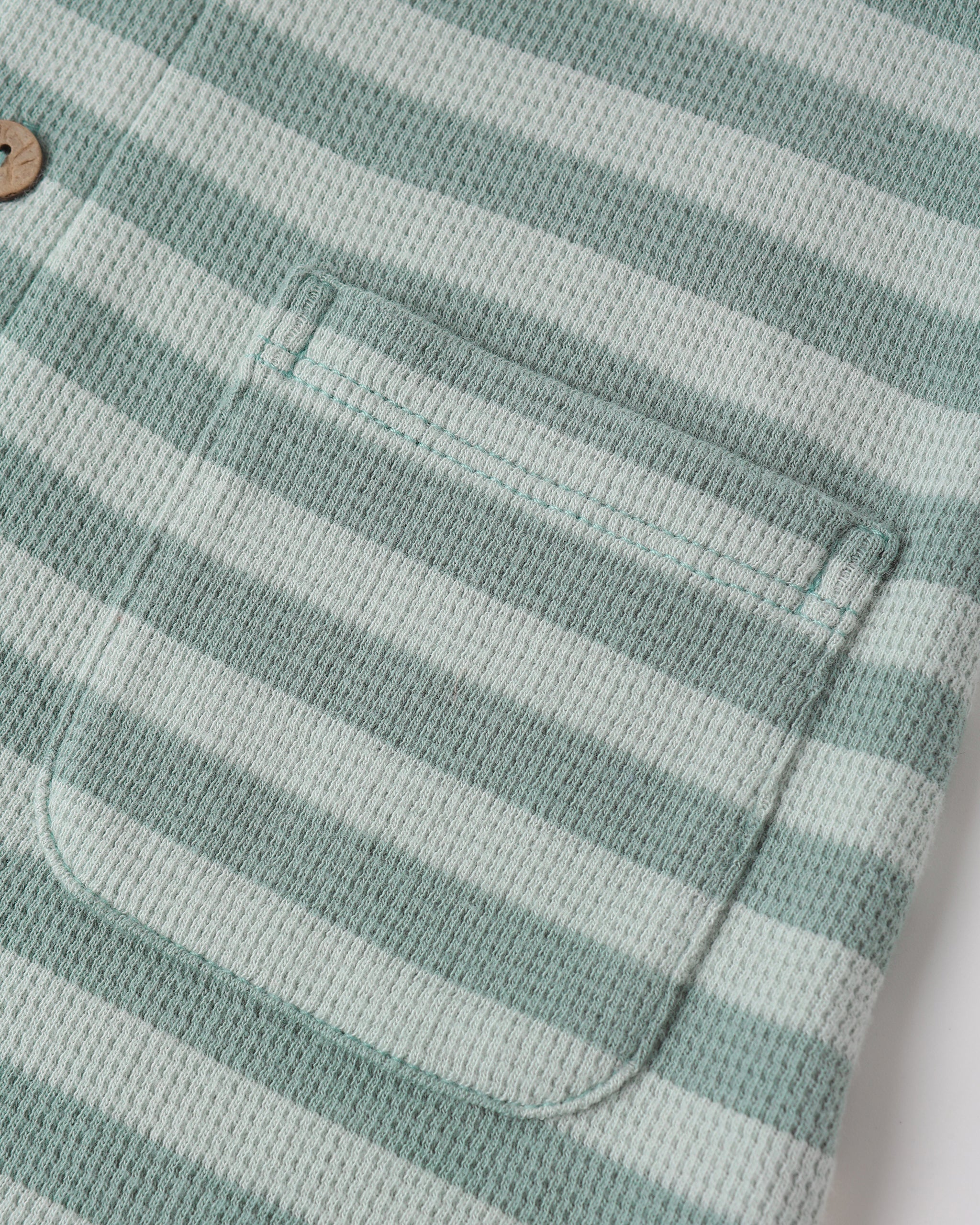 Summer Waffle Jumpsuit Sea Green Stripe - Image 4