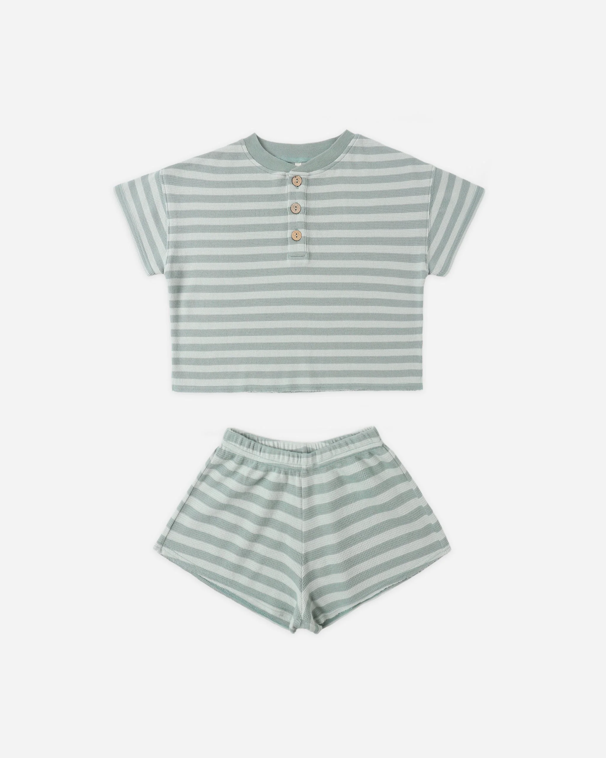 Summer Waffle Set Sea Green Stripe