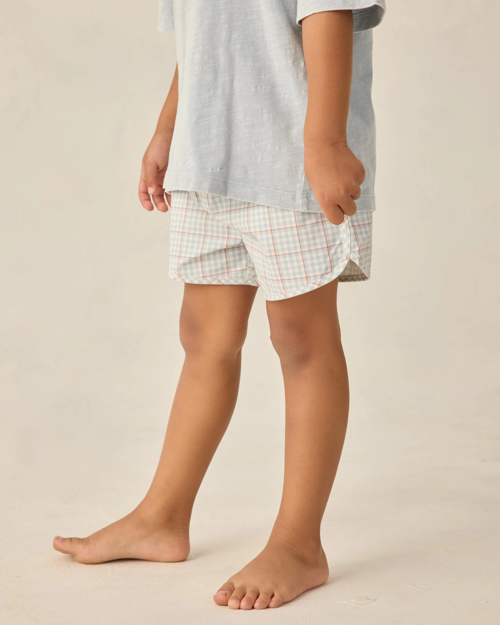 Swim Trunk Light Blue Plaid - Image 4
