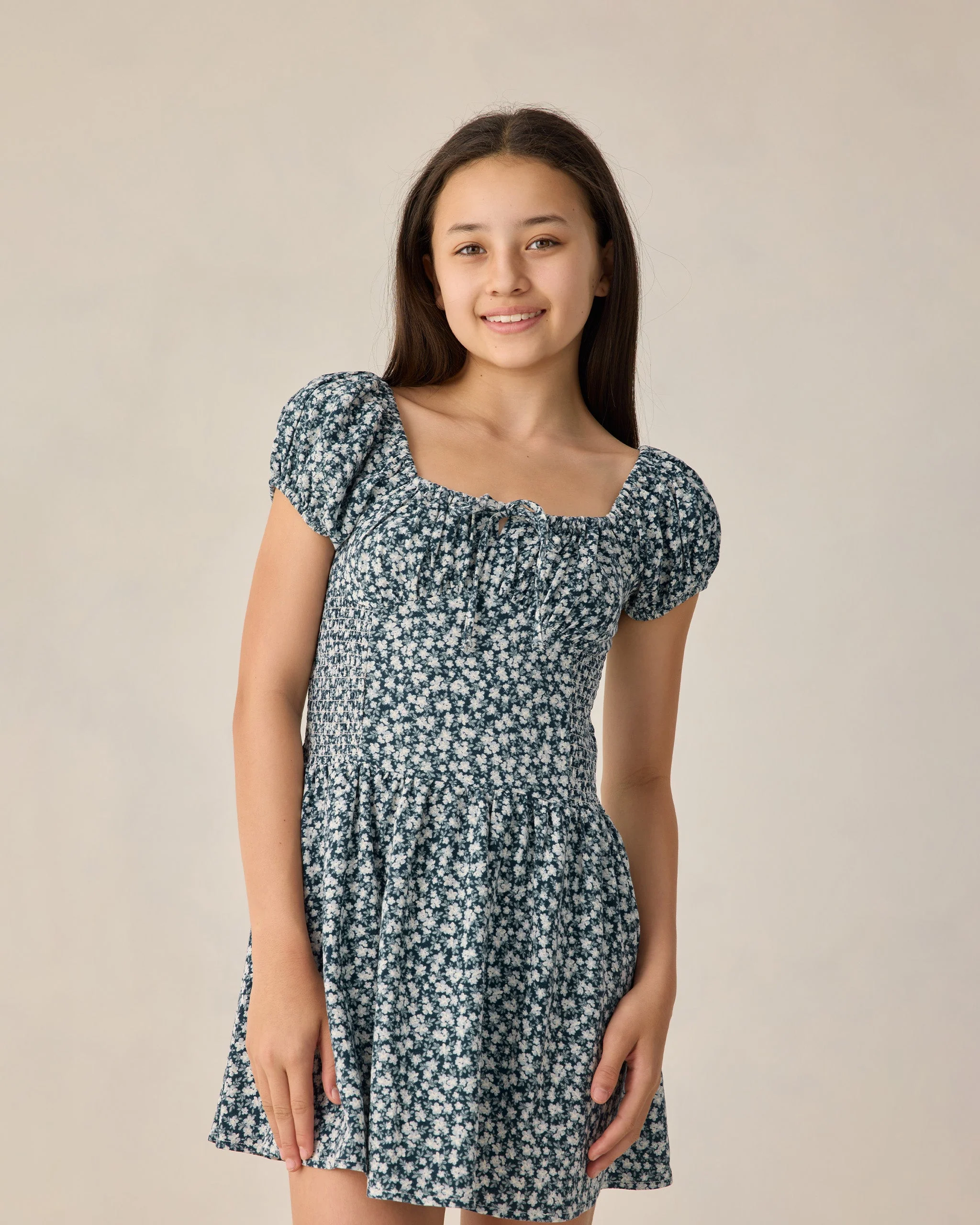 Teen Alex Dress Navy Floral - Image 4