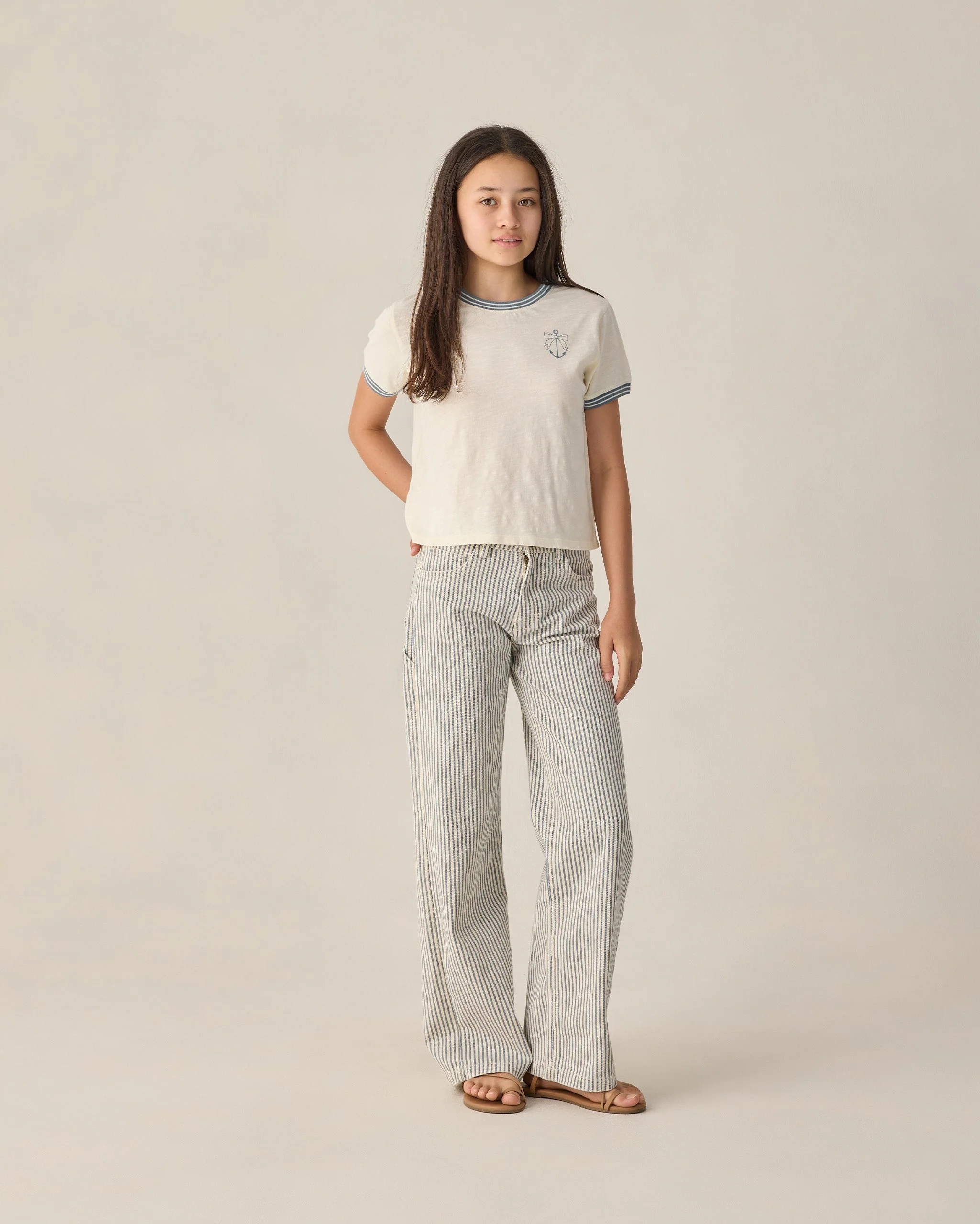 Teen Baggy Wide Leg Pant Railroad Stripe - Image 4