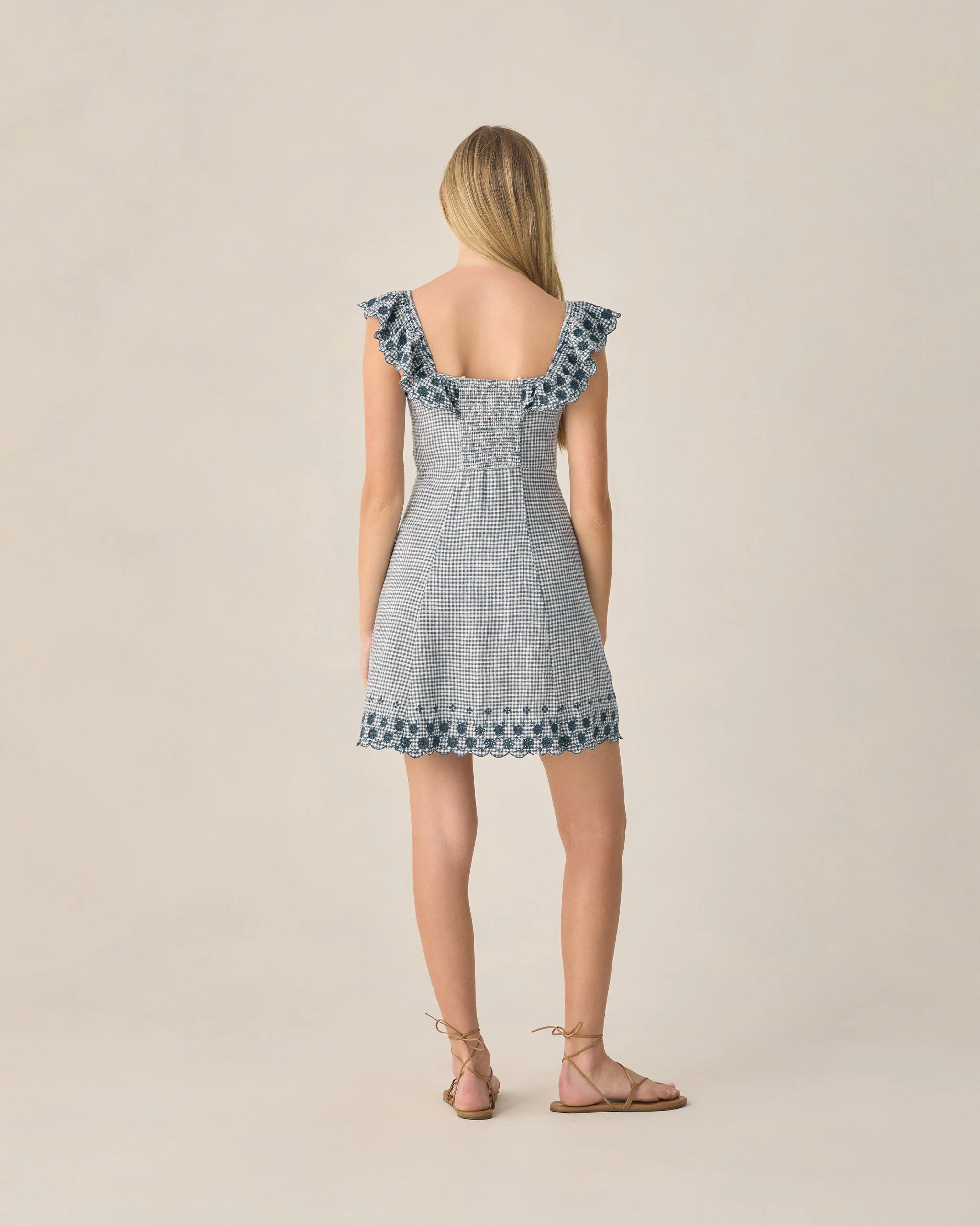 Teen Bianca Mini Dress Marine Gingham - Image 2