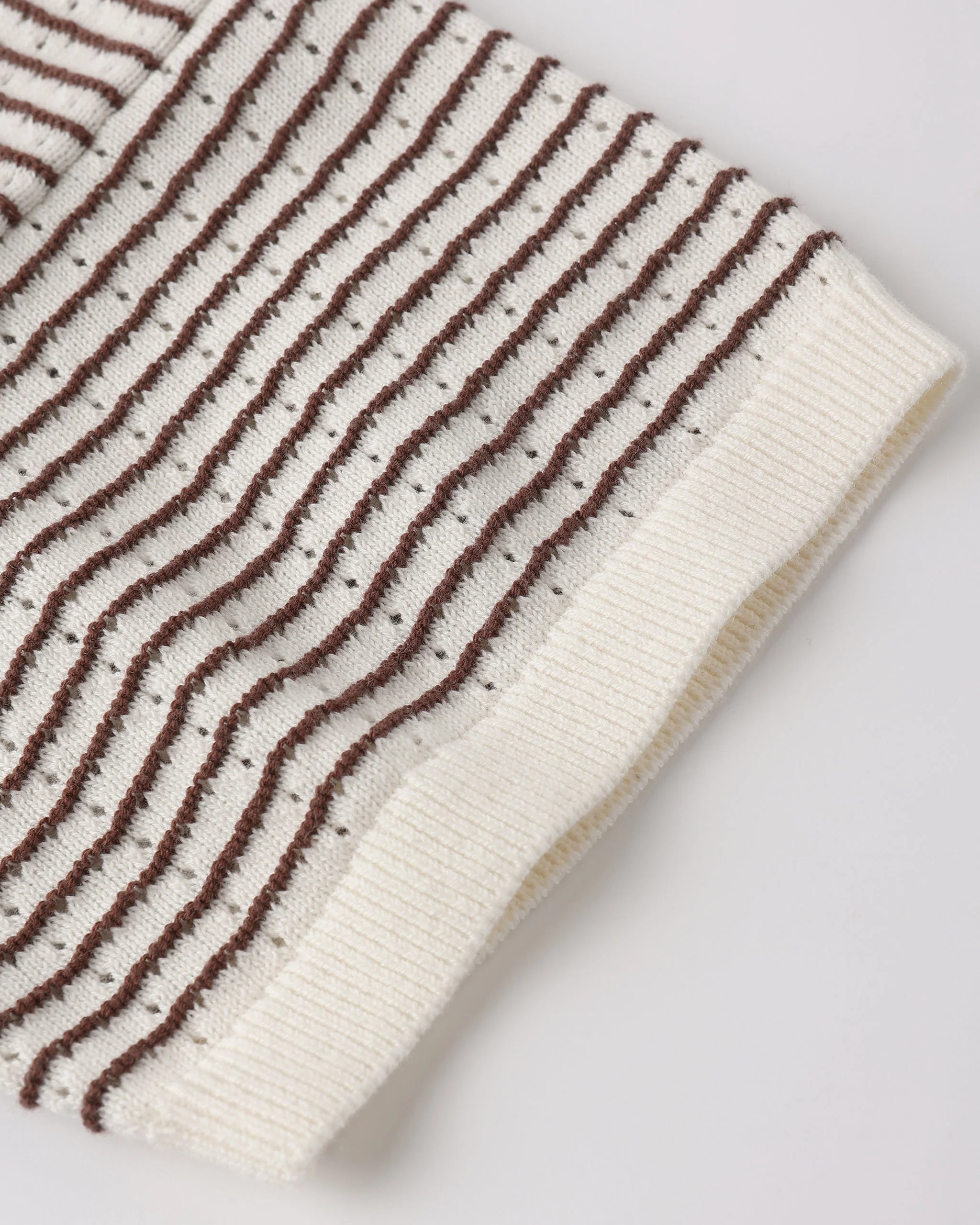 Teen Boxy Crop Knit Tee Chocolate Stripe - Image 4