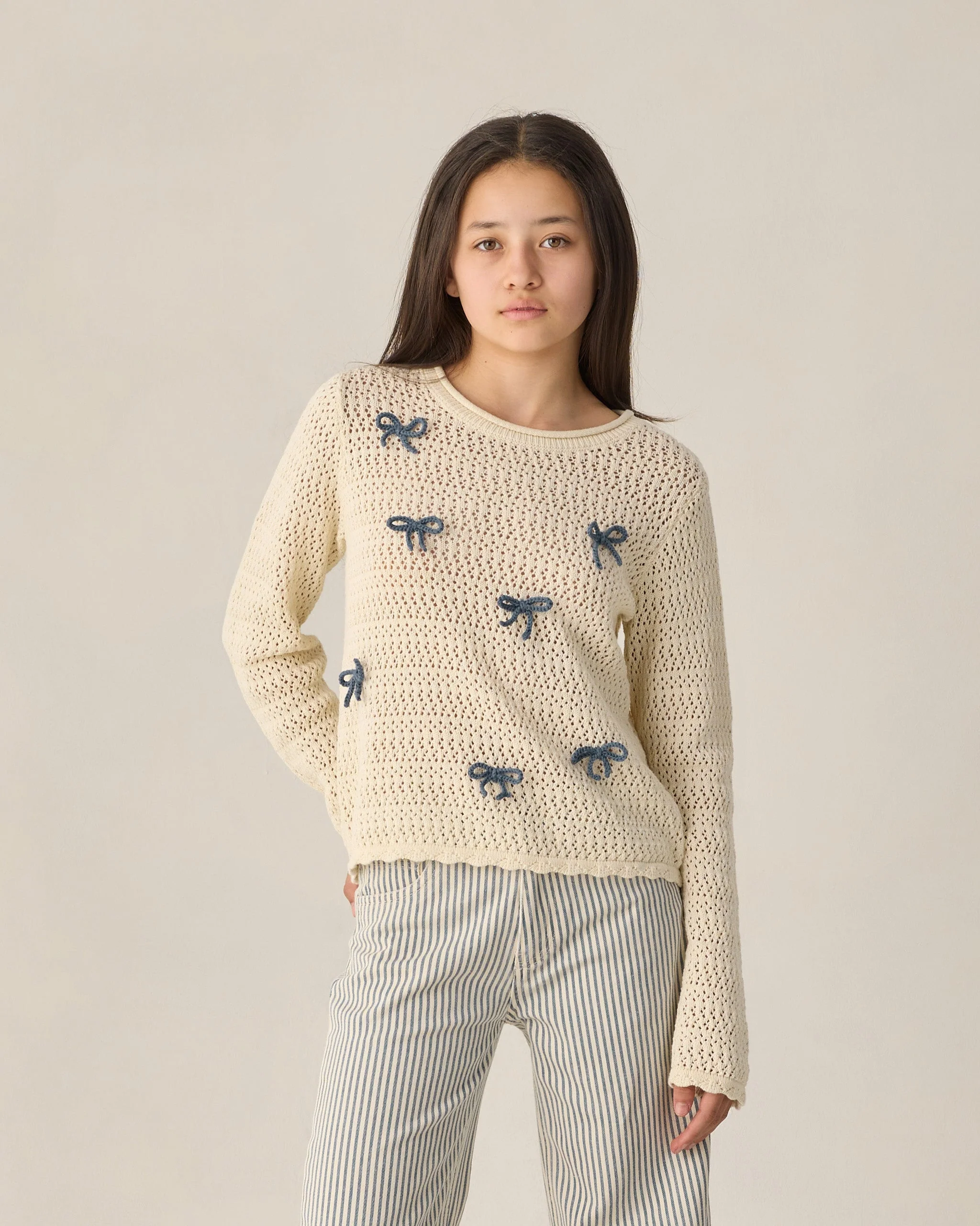 Teen Crochet Knit Pullover Bows