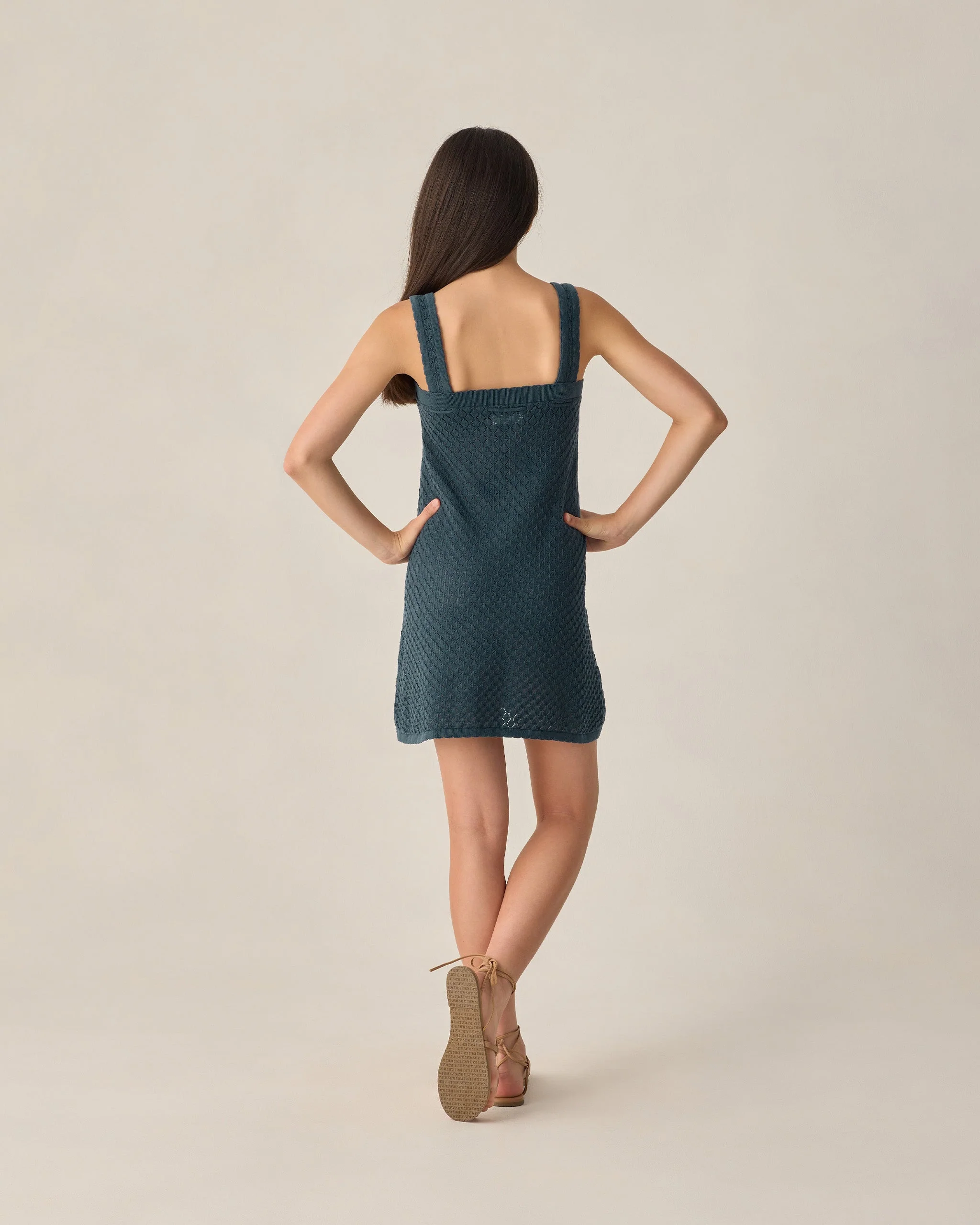 Teen Crochet Mini Dress Navy - Image 2