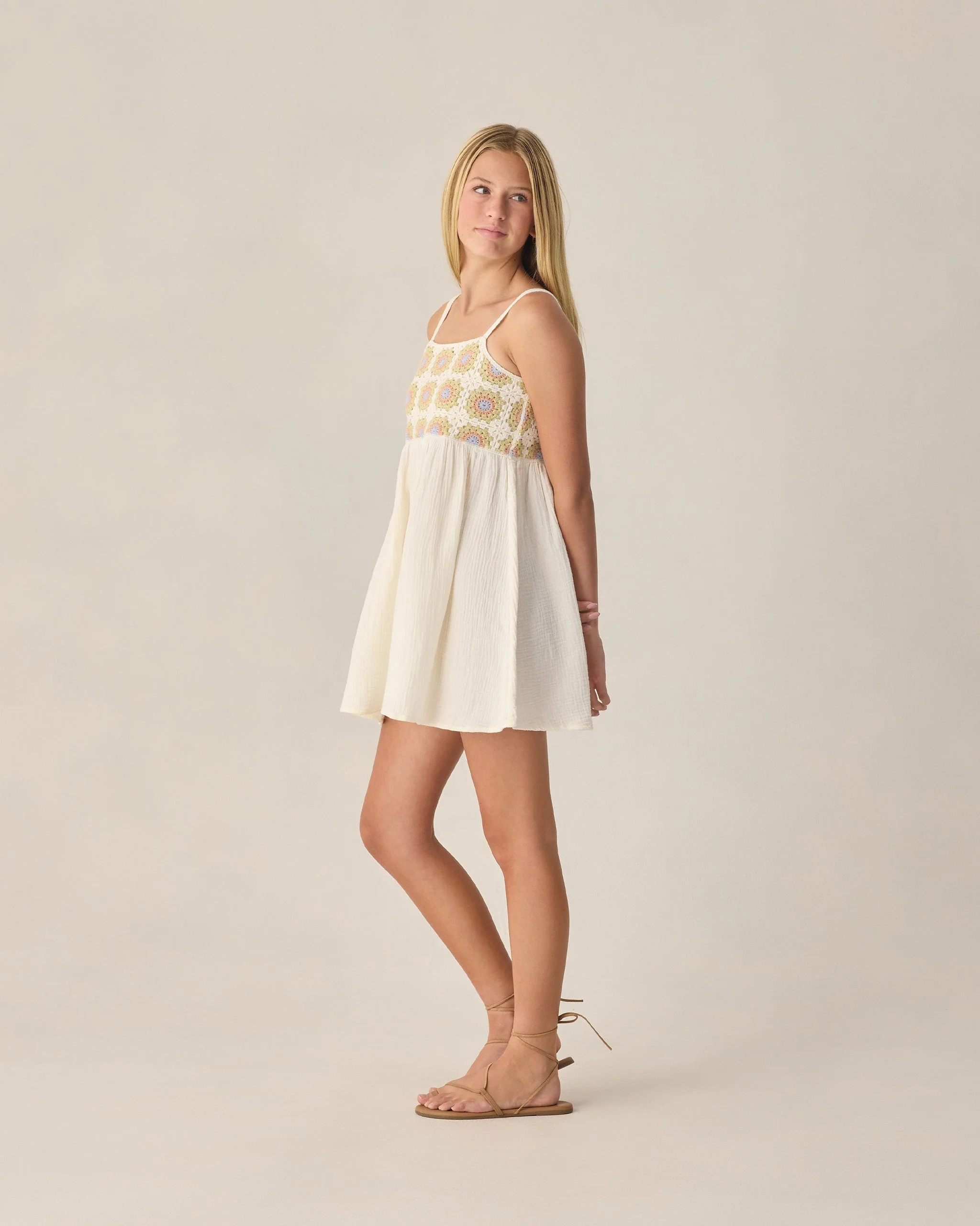 Teen Crochet Sundress Citron Daisy Check - Image 3