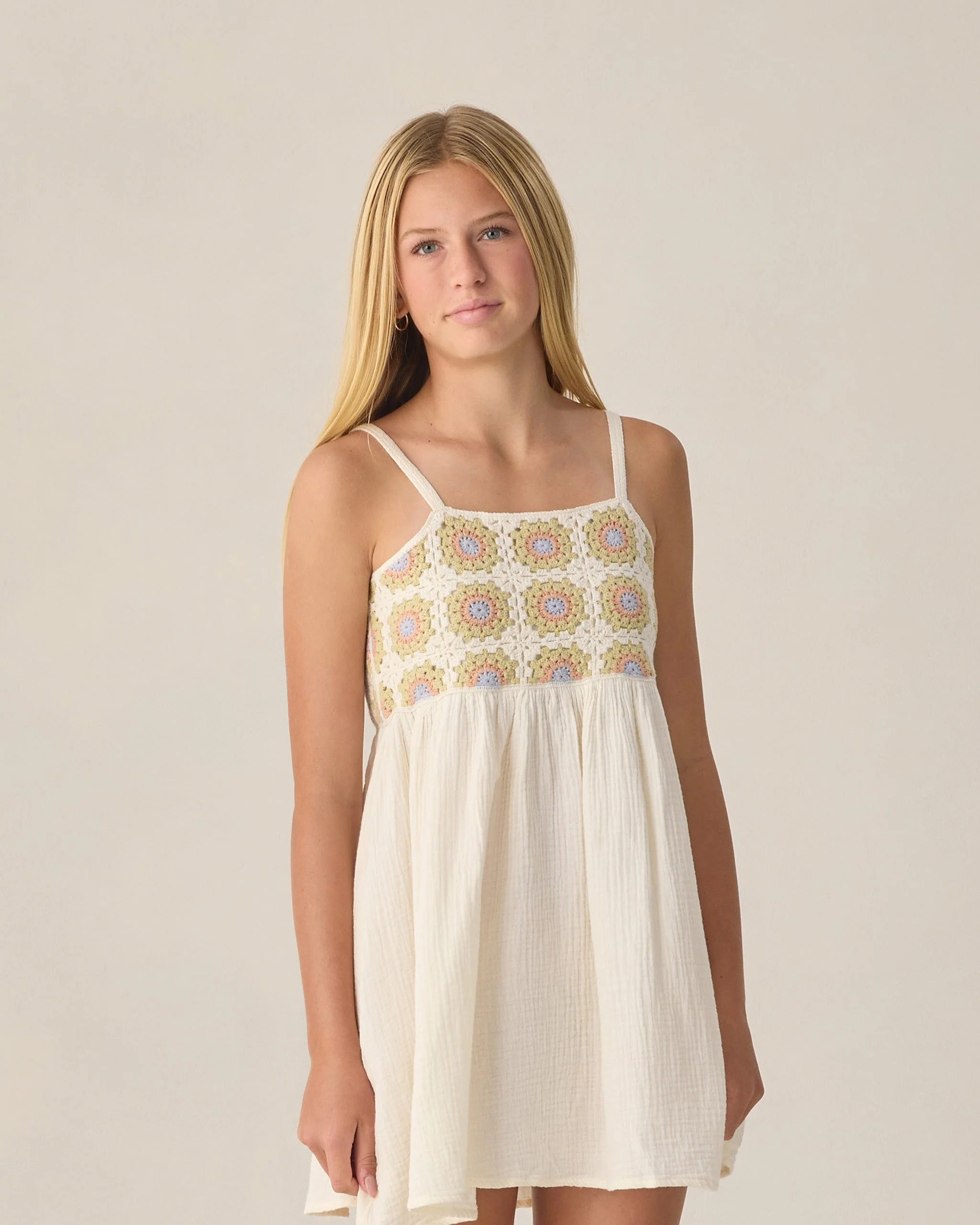 Teen Crochet Sundress Citron Daisy Check - Image 4