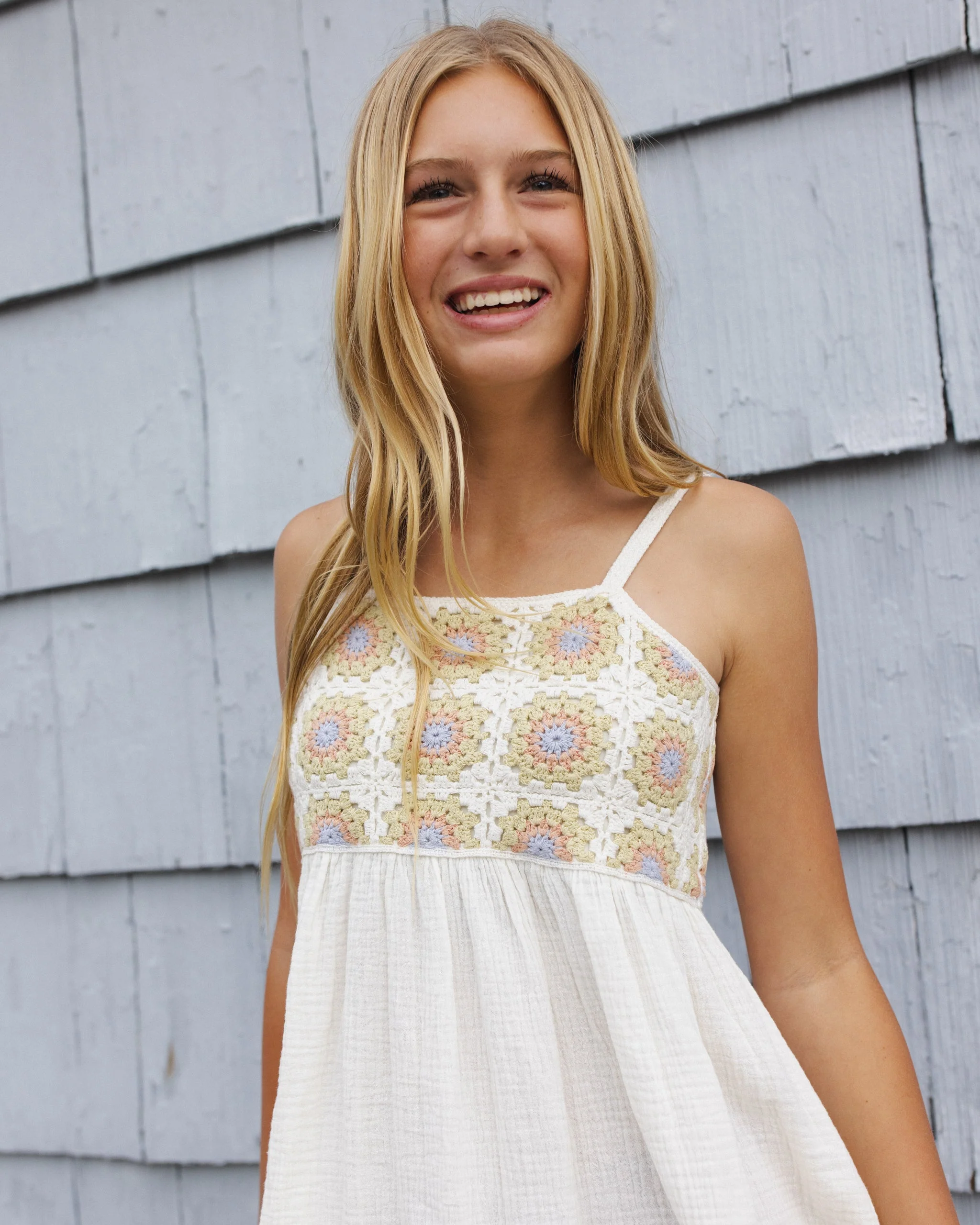 Teen Crochet Sundress Citron Daisy Check - Image 6