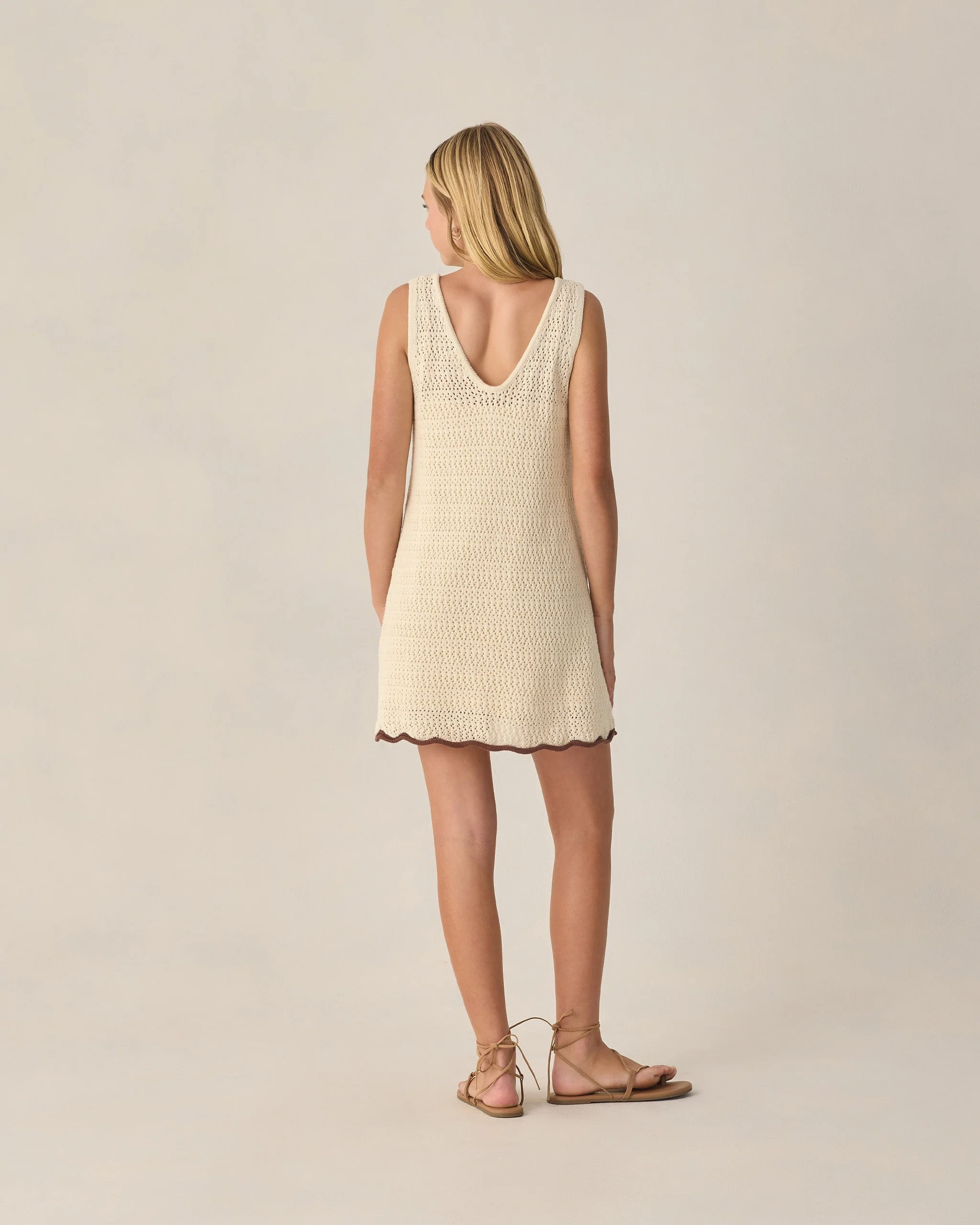 Teen Crochet Tank Mini Dress Natural - Image 2